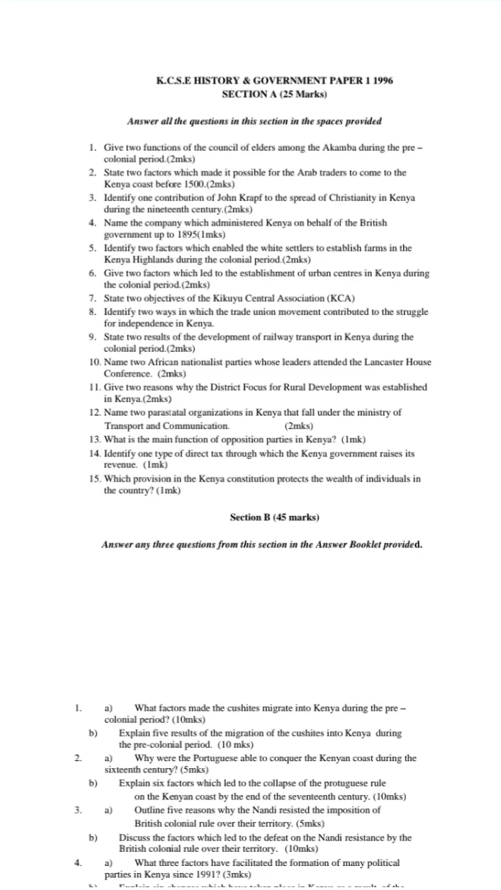 Kcse History Past Papers | Indus Appstore | Screenshot