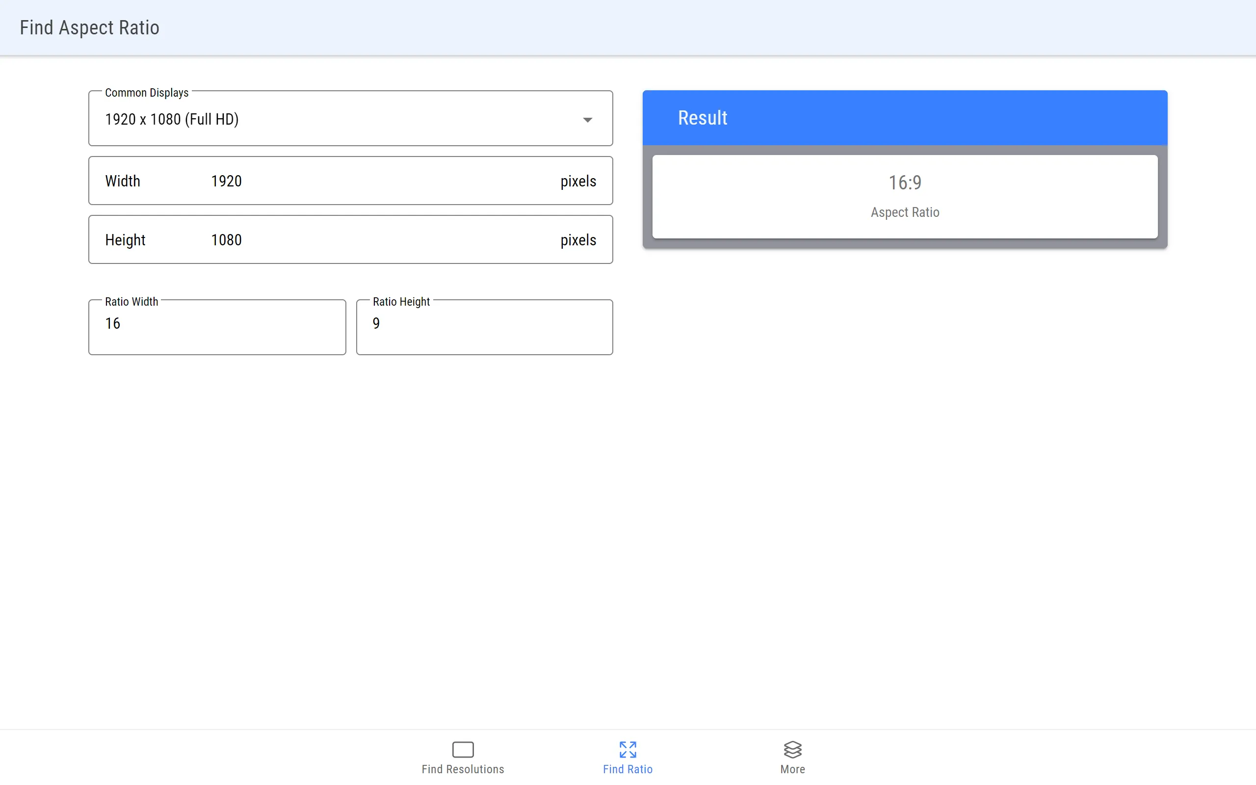 Aspect Ratio Calculator | Indus Appstore | Screenshot