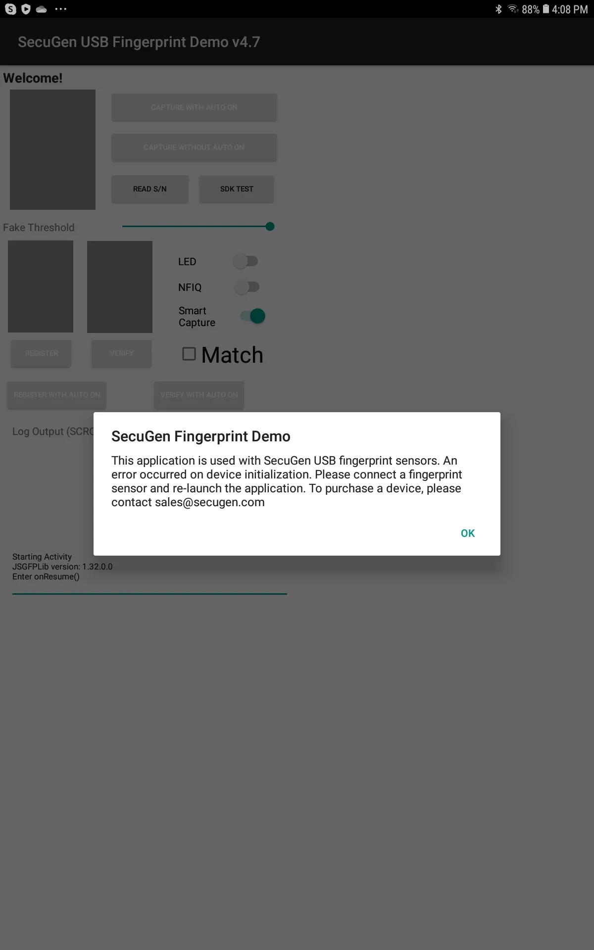 SecuGen USB Fingerprint Demo | Indus Appstore | Screenshot