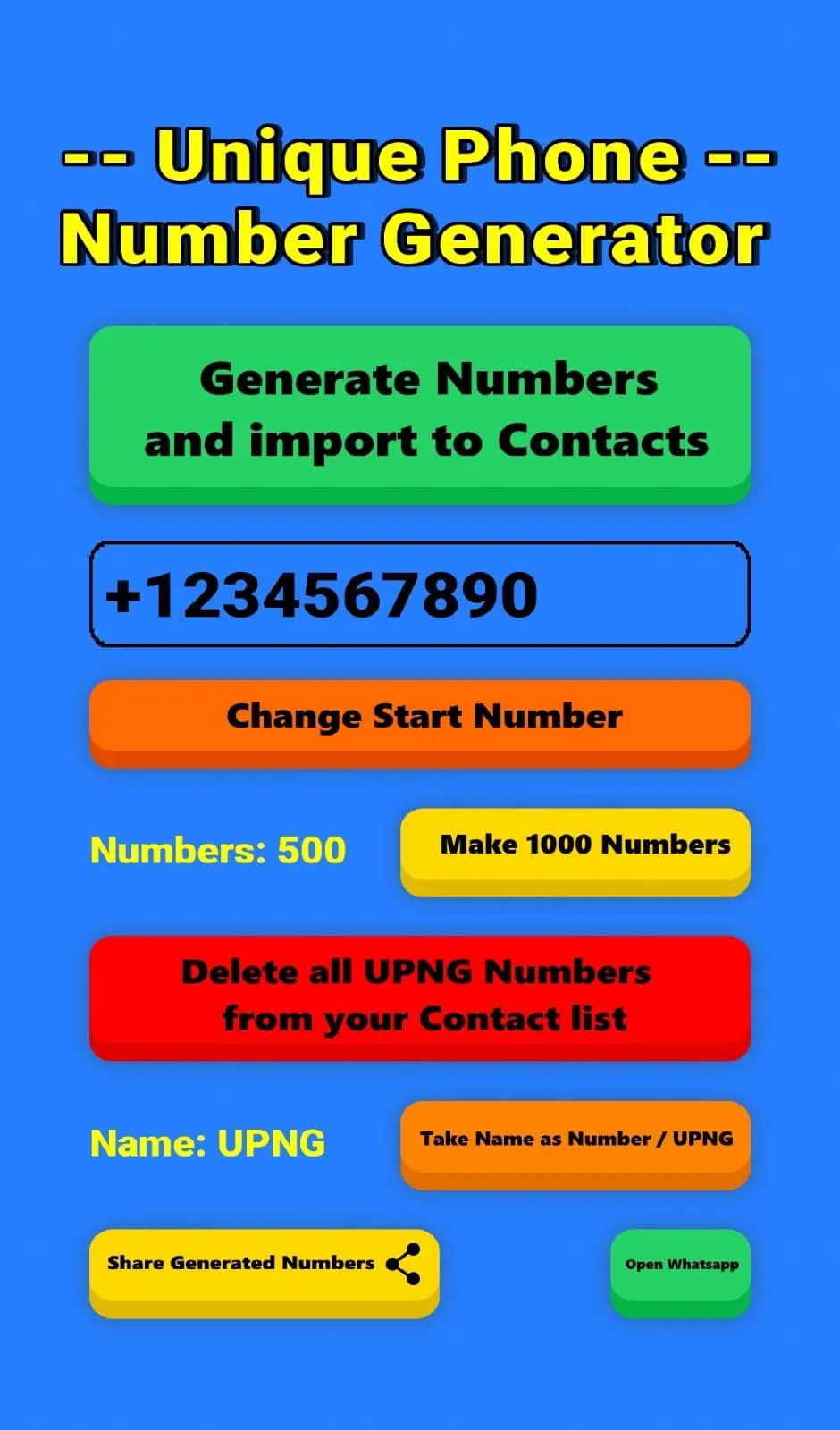 Unique Phone Number Generator | Indus Appstore | Screenshot