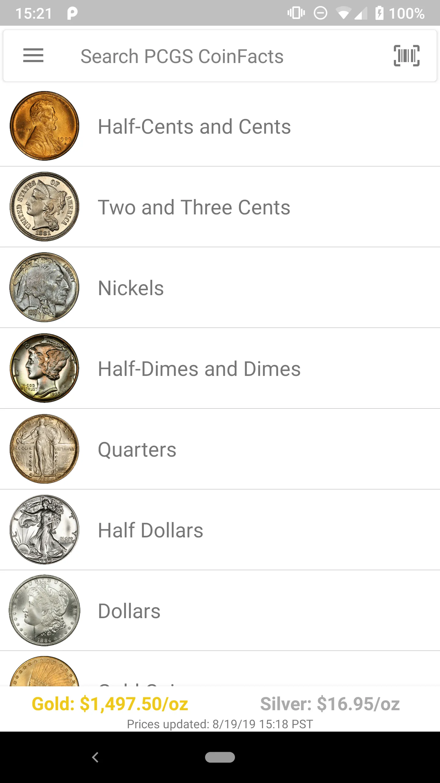 PCGS CoinFacts - U.S. Coin Val | Indus Appstore | Screenshot