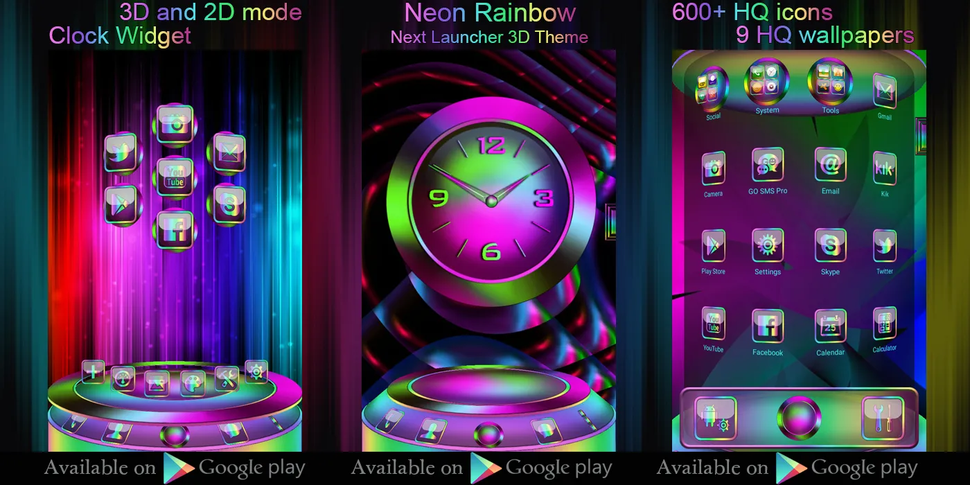 Neon Rainbow Clock Widget | Indus Appstore | Screenshot