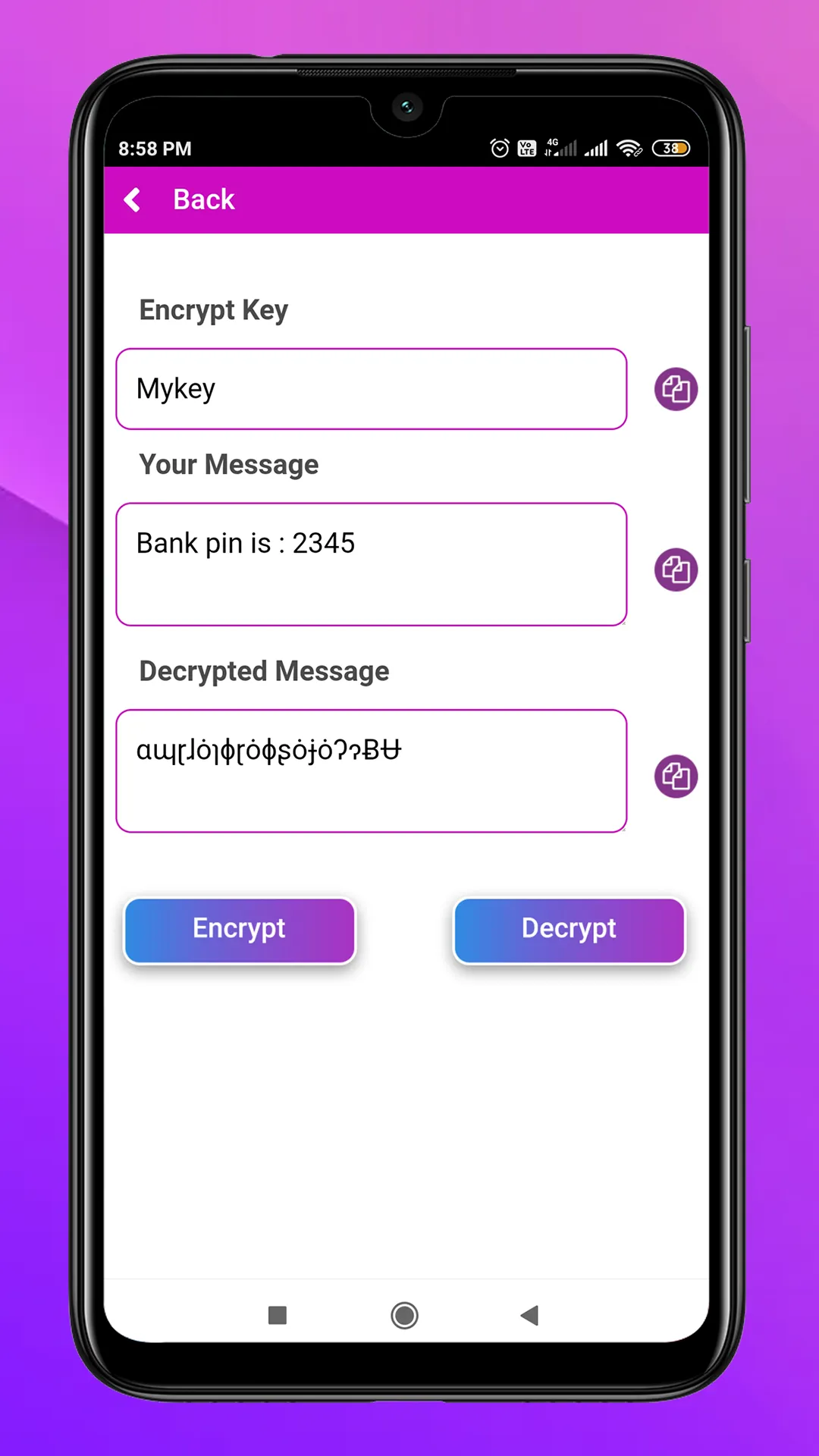 ASCII message encrypter | Indus Appstore | Screenshot