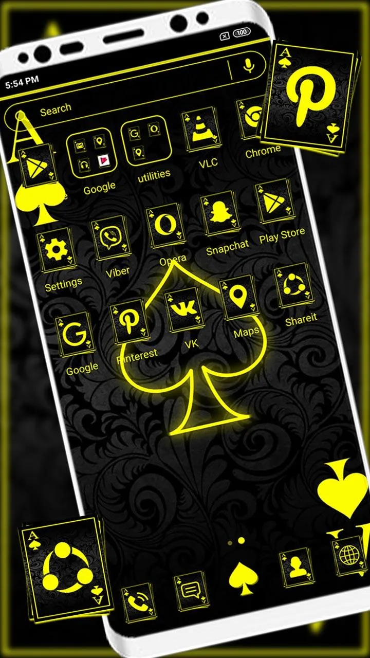 Neon Card Ace Spade Theme | Indus Appstore | Screenshot