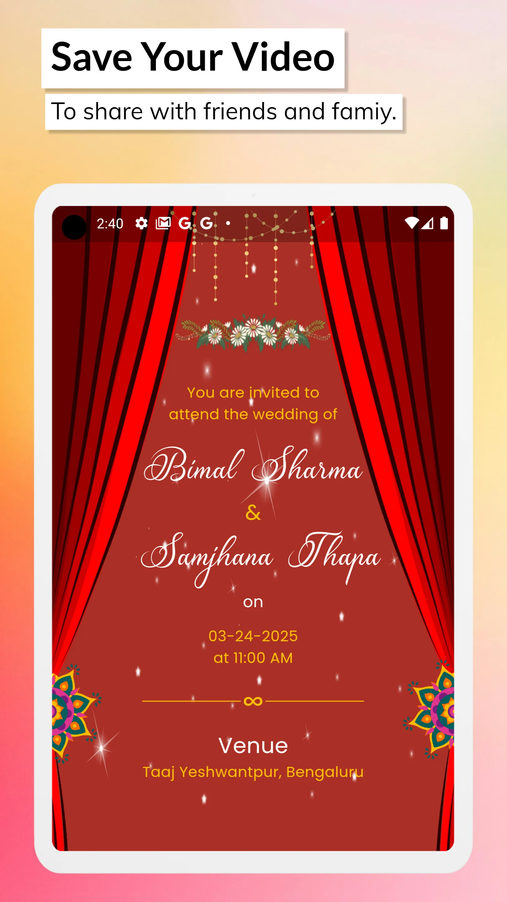 Wedding Invitation Video Maker | Indus Appstore | Screenshot