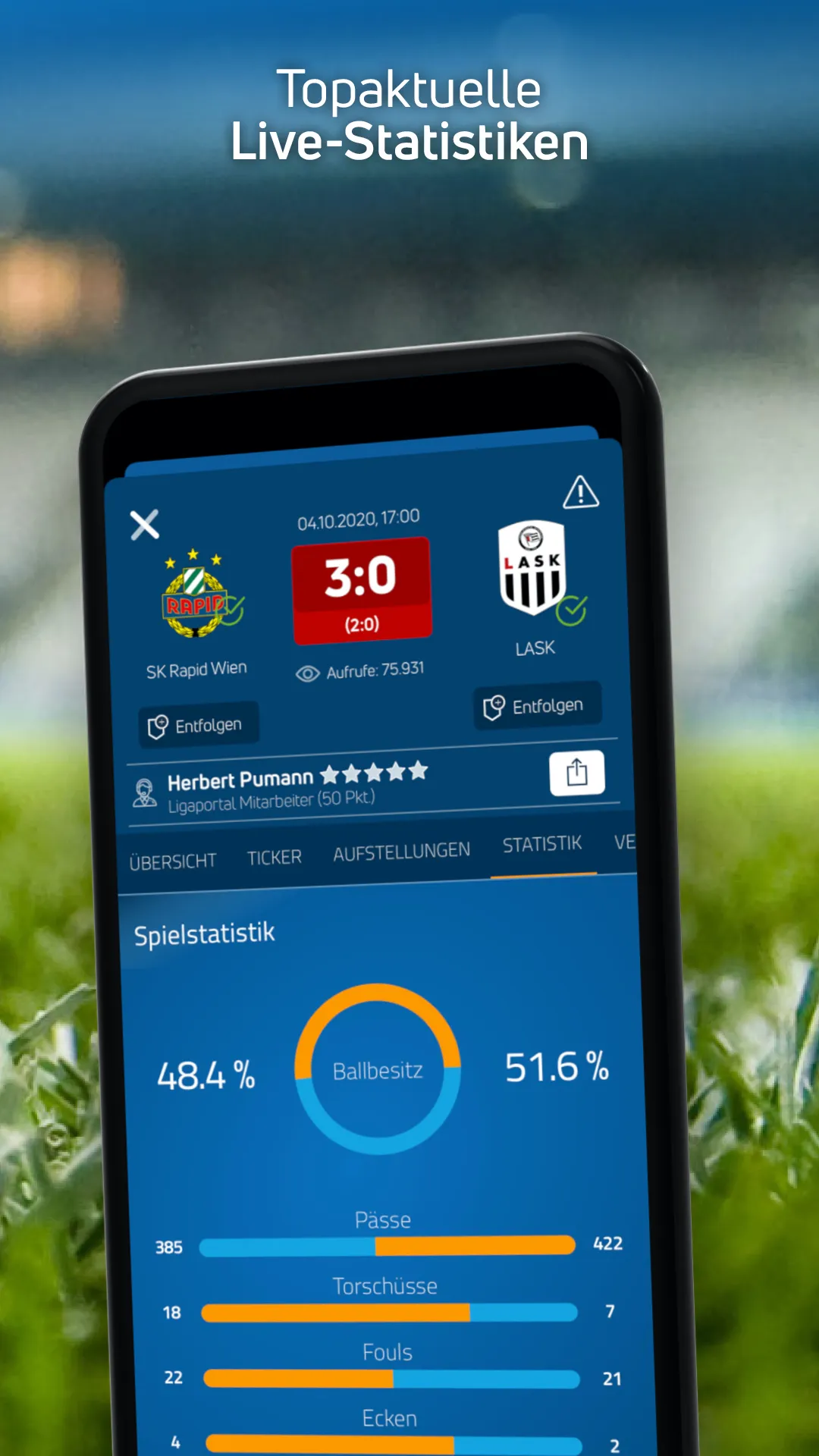 Ligaportal Fußball Live-Ticker | Indus Appstore | Screenshot