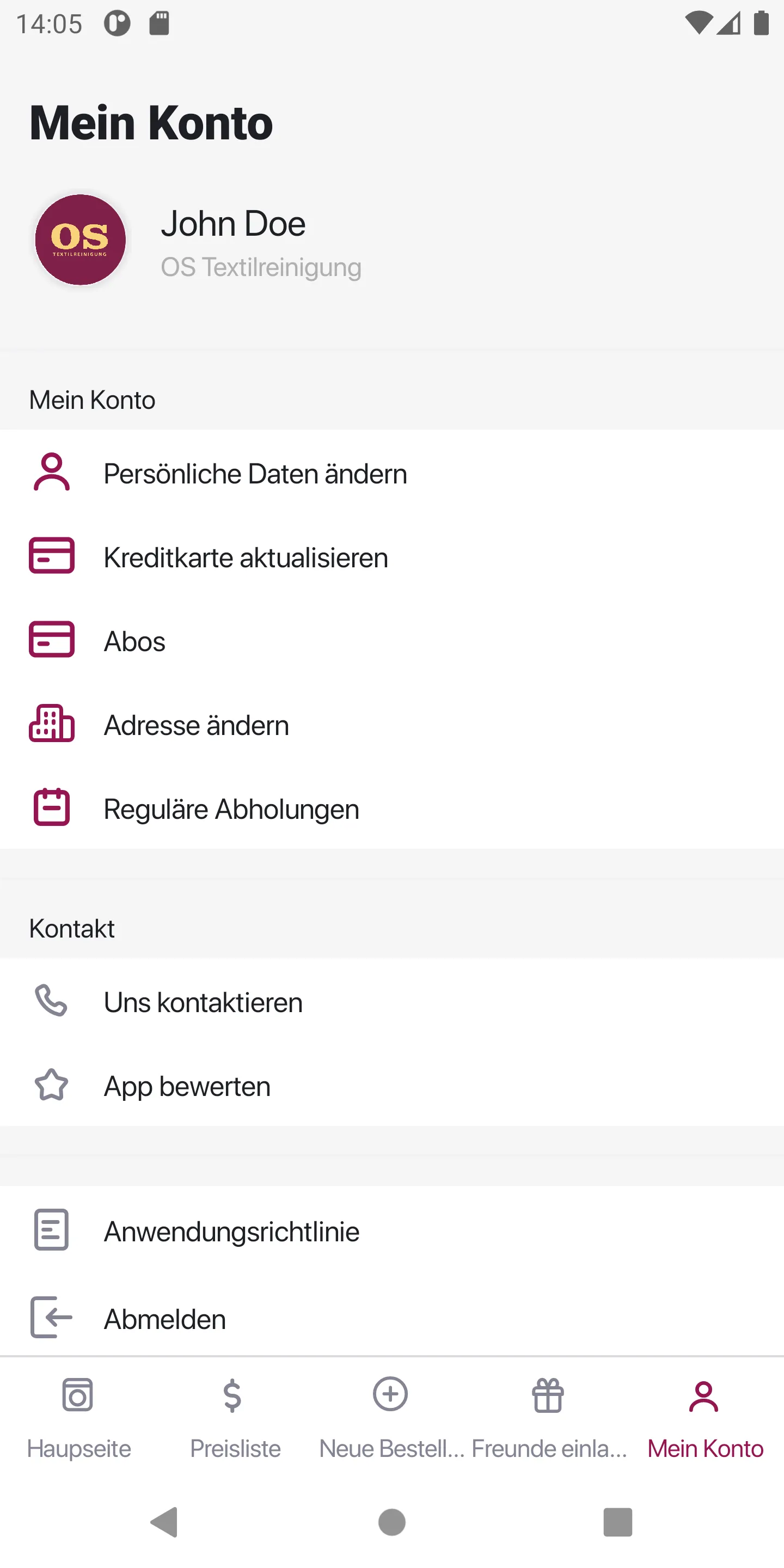 OS Textilreinigung | Indus Appstore | Screenshot