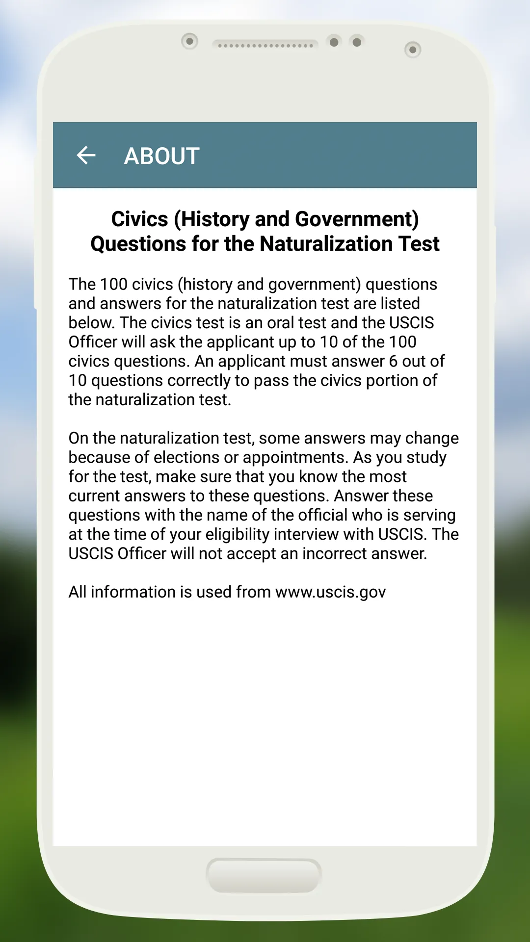 US Citizenship Test 2023 | Indus Appstore | Screenshot