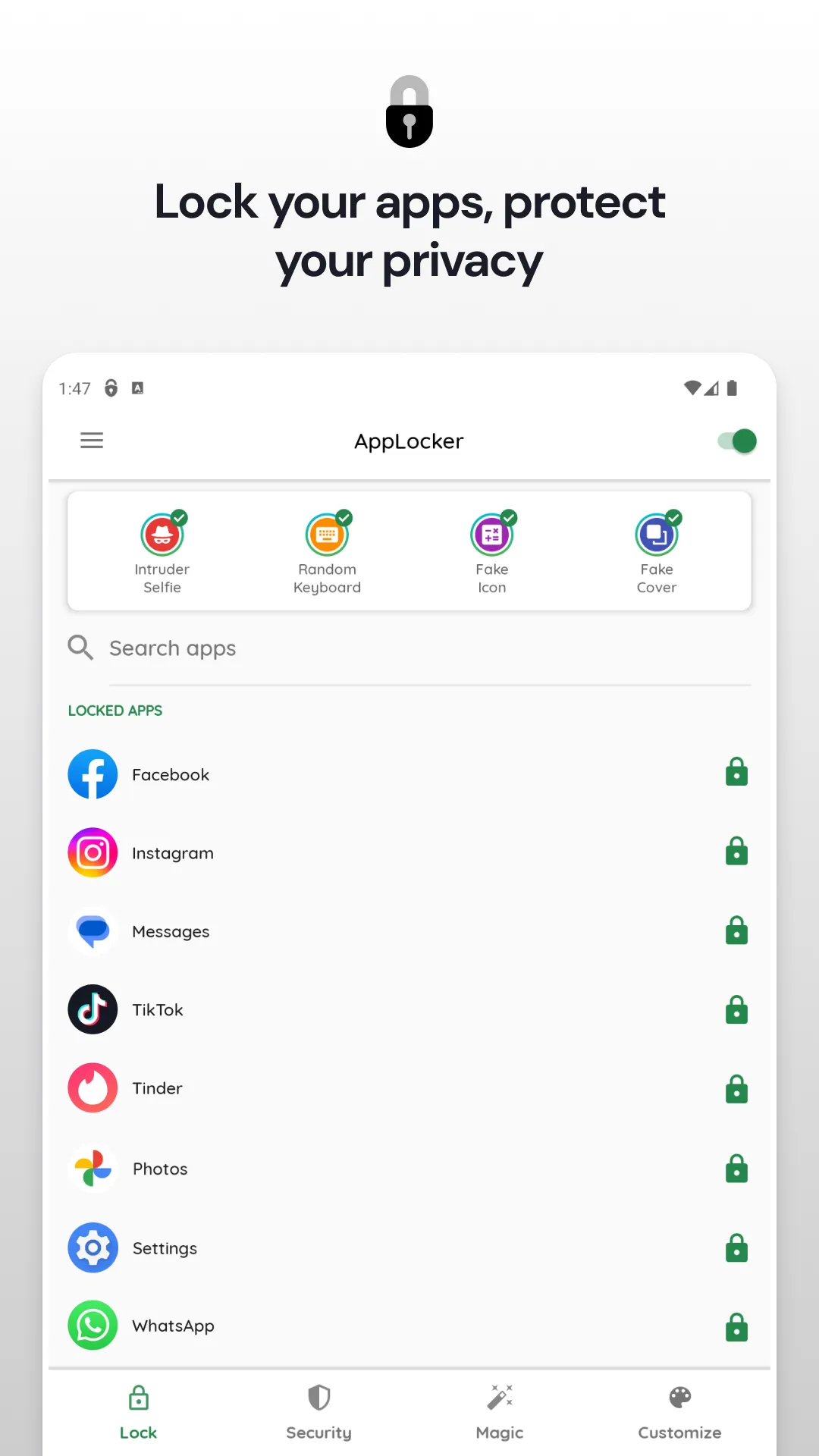 App Lock: Fingerprint, Pattern | Indus Appstore | Screenshot