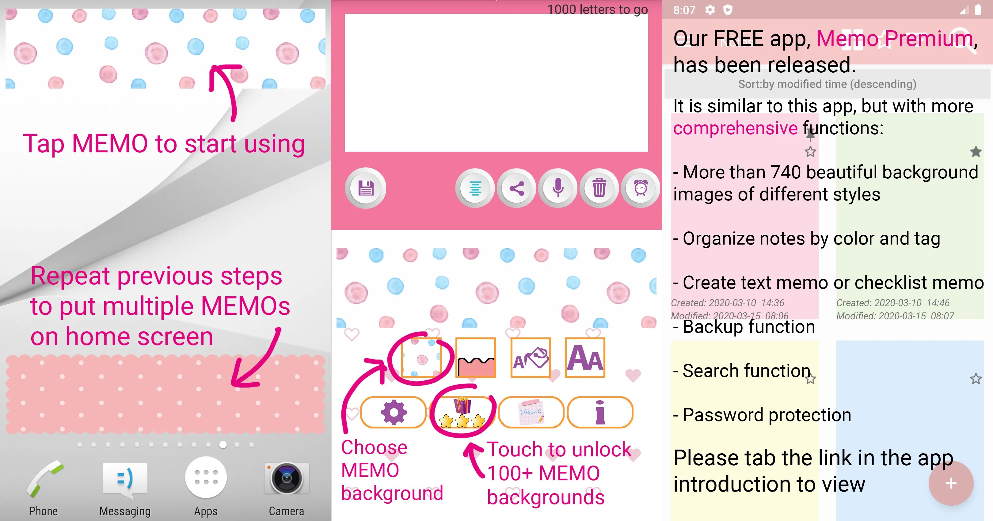 Sticky Memo Notepad *Dots* 3 | Indus Appstore | Screenshot