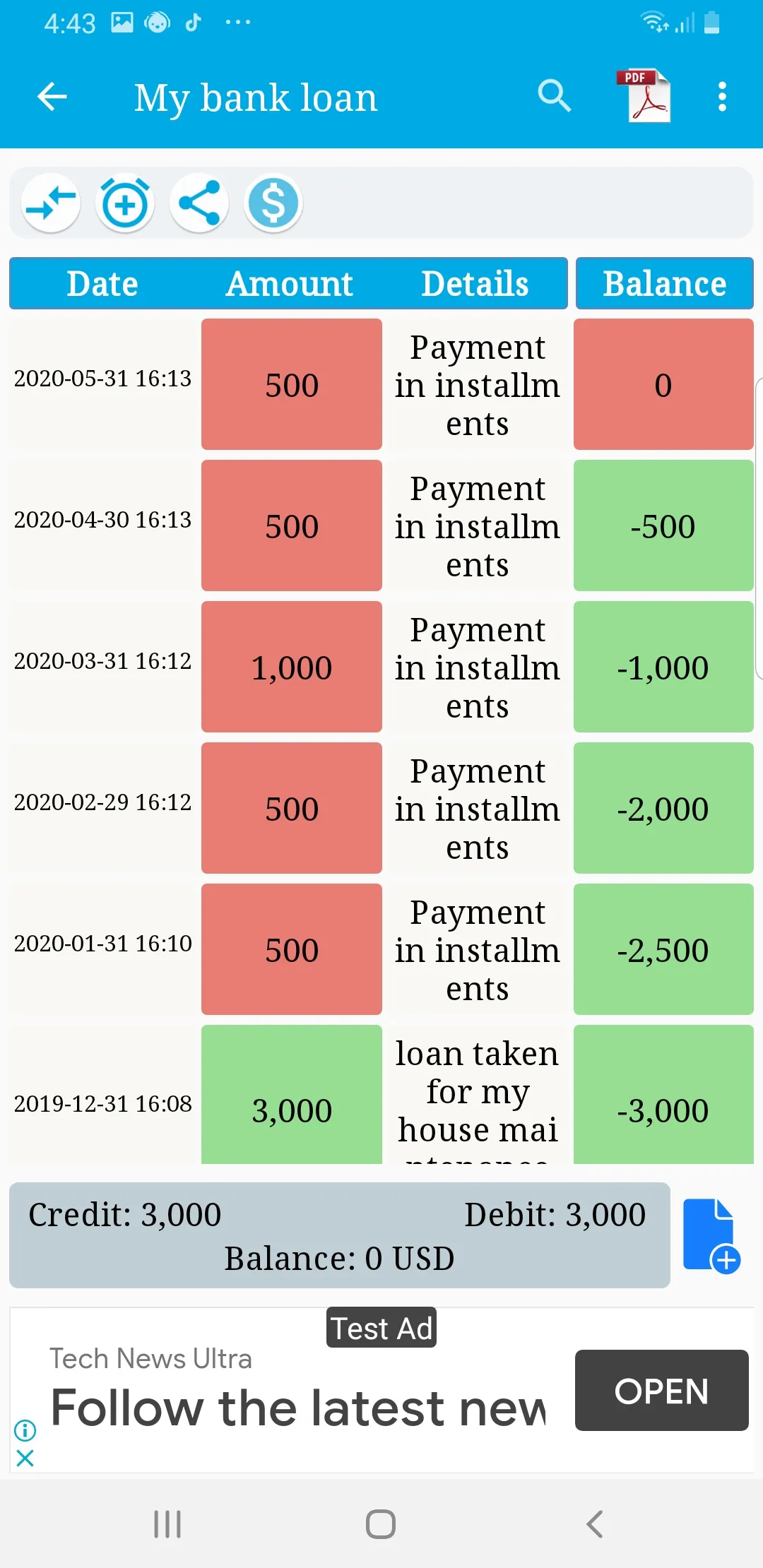 My Accounts Debit and Credit | Indus Appstore | Screenshot