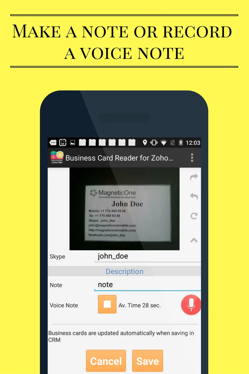 Business Card Reader for Zoho  | Indus Appstore | Screenshot