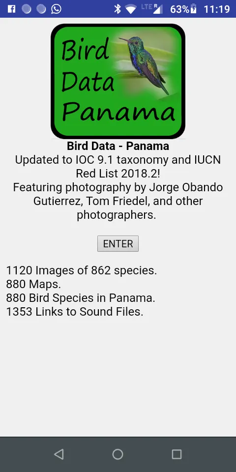 Bird Data - Panama | Indus Appstore | Screenshot