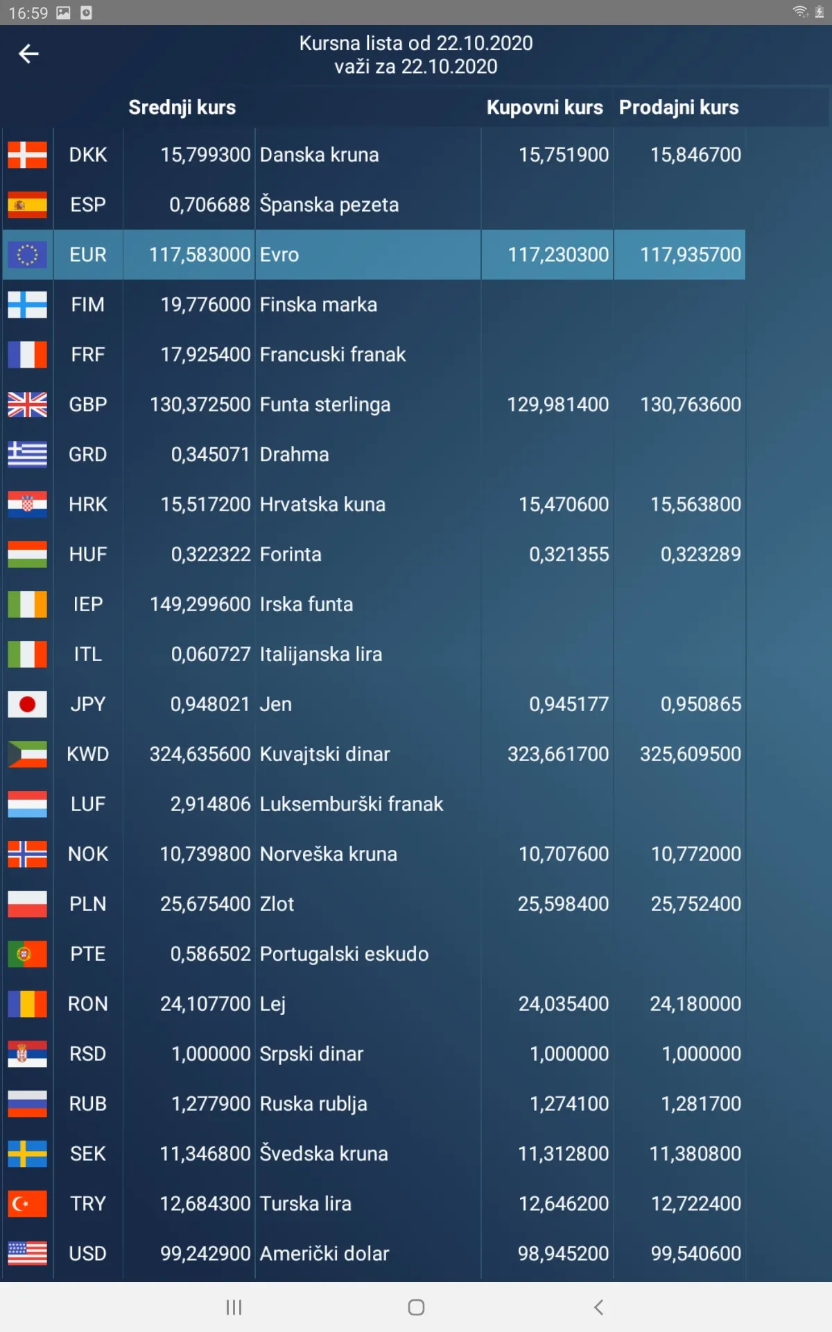 Konvertor - kursna lista NBS | Indus Appstore | Screenshot