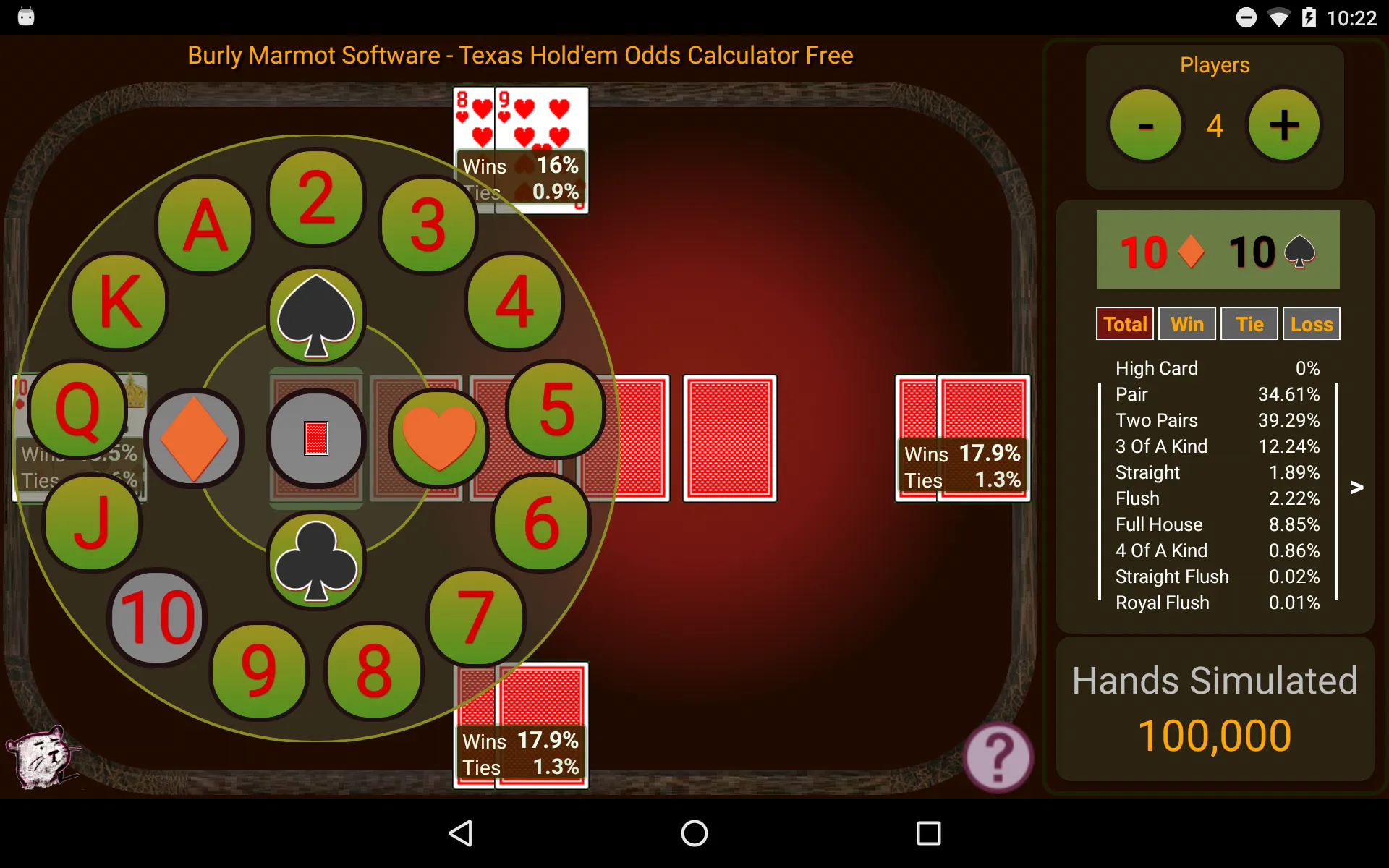 Hold'em Odds Calculator | Indus Appstore | Screenshot