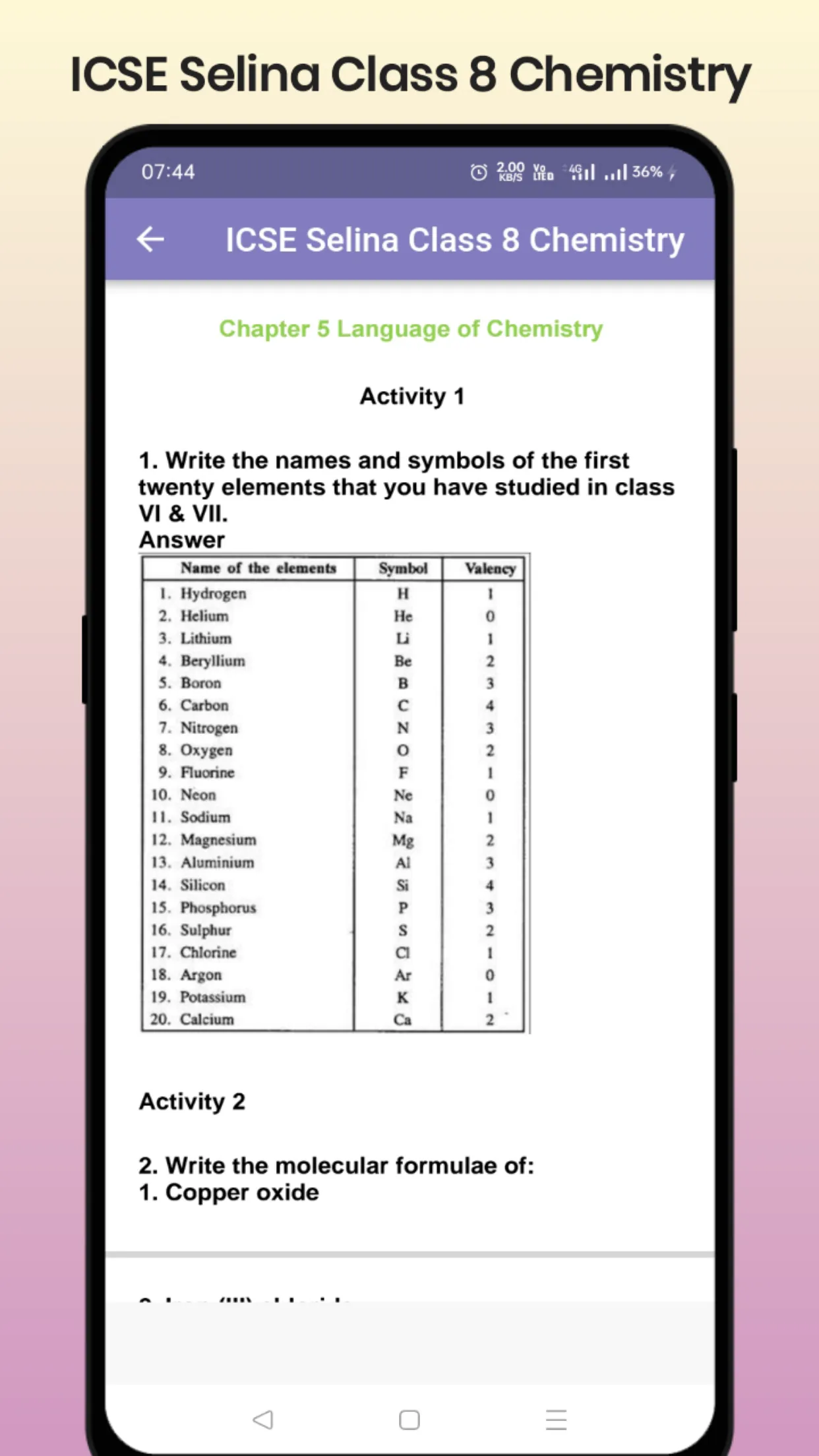 ICSE Selina Class 8 Chemistry | Indus Appstore | Screenshot