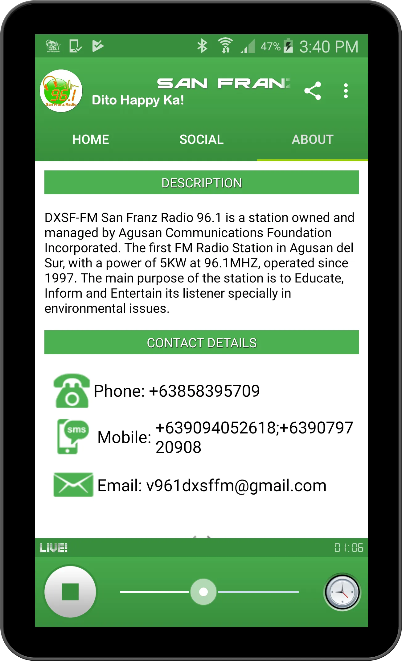 San Franz Radio 961 | Indus Appstore | Screenshot