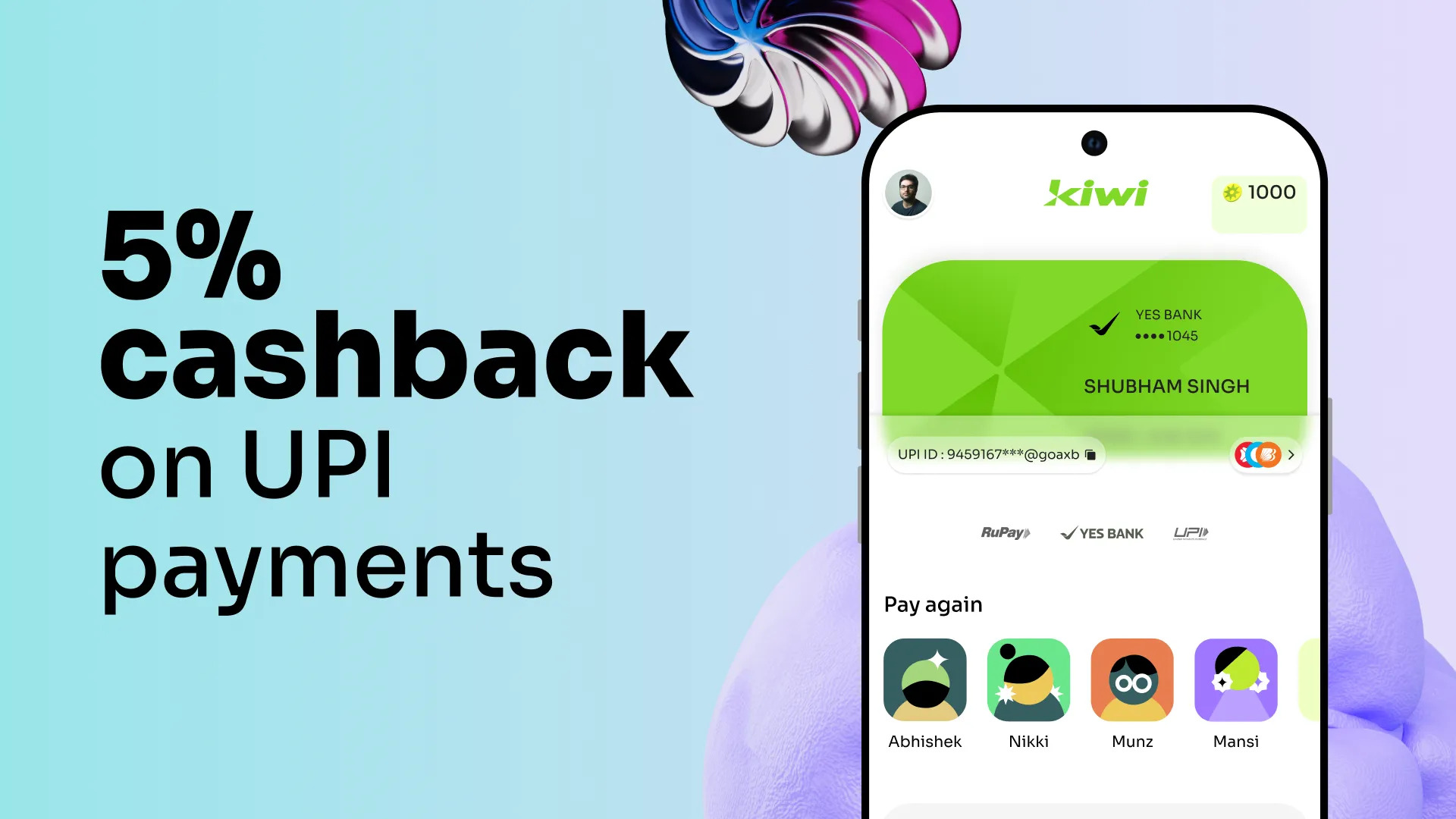 Kiwi: Cashback + UPI on Credit | Indus Appstore | Screenshot