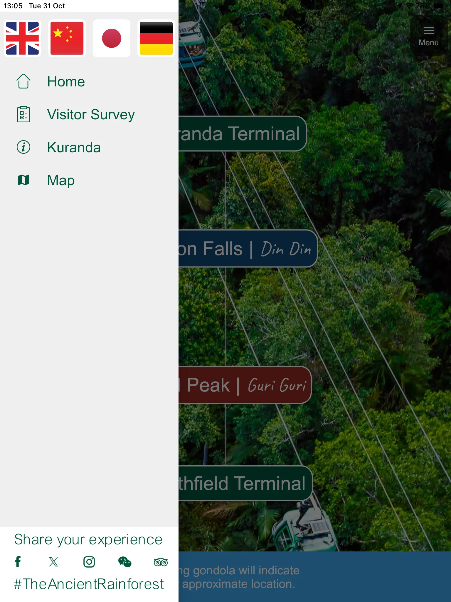 Skyrail audio interp. guide | Indus Appstore | Screenshot