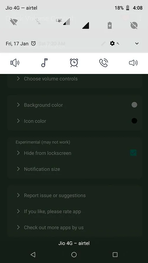 Volume in notification bar | Indus Appstore | Screenshot