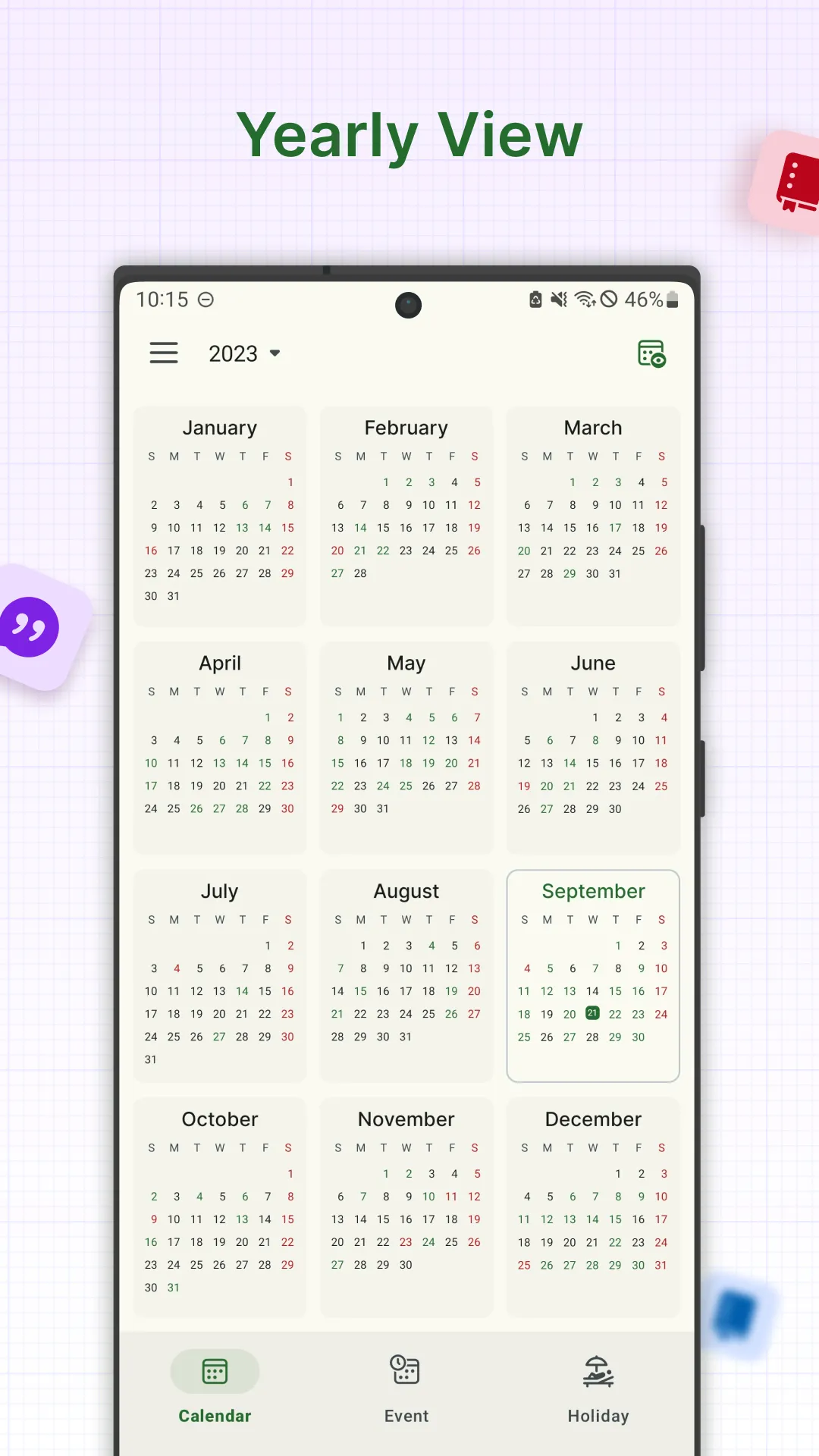 Holiday Calendar | Indus Appstore | Screenshot