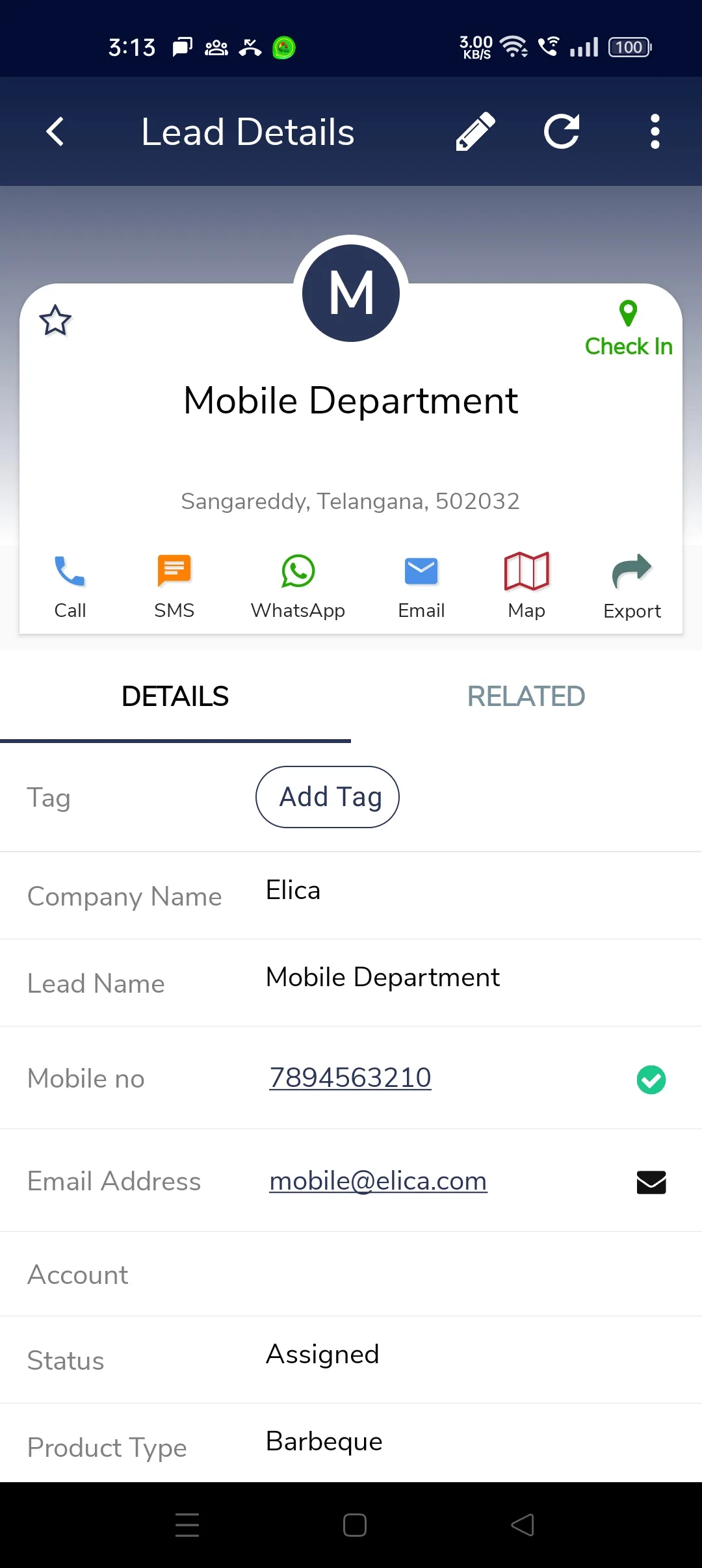 Elica Mobile CRM | Indus Appstore | Screenshot