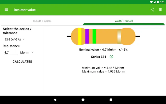 Resistor calculation | Indus Appstore | Screenshot