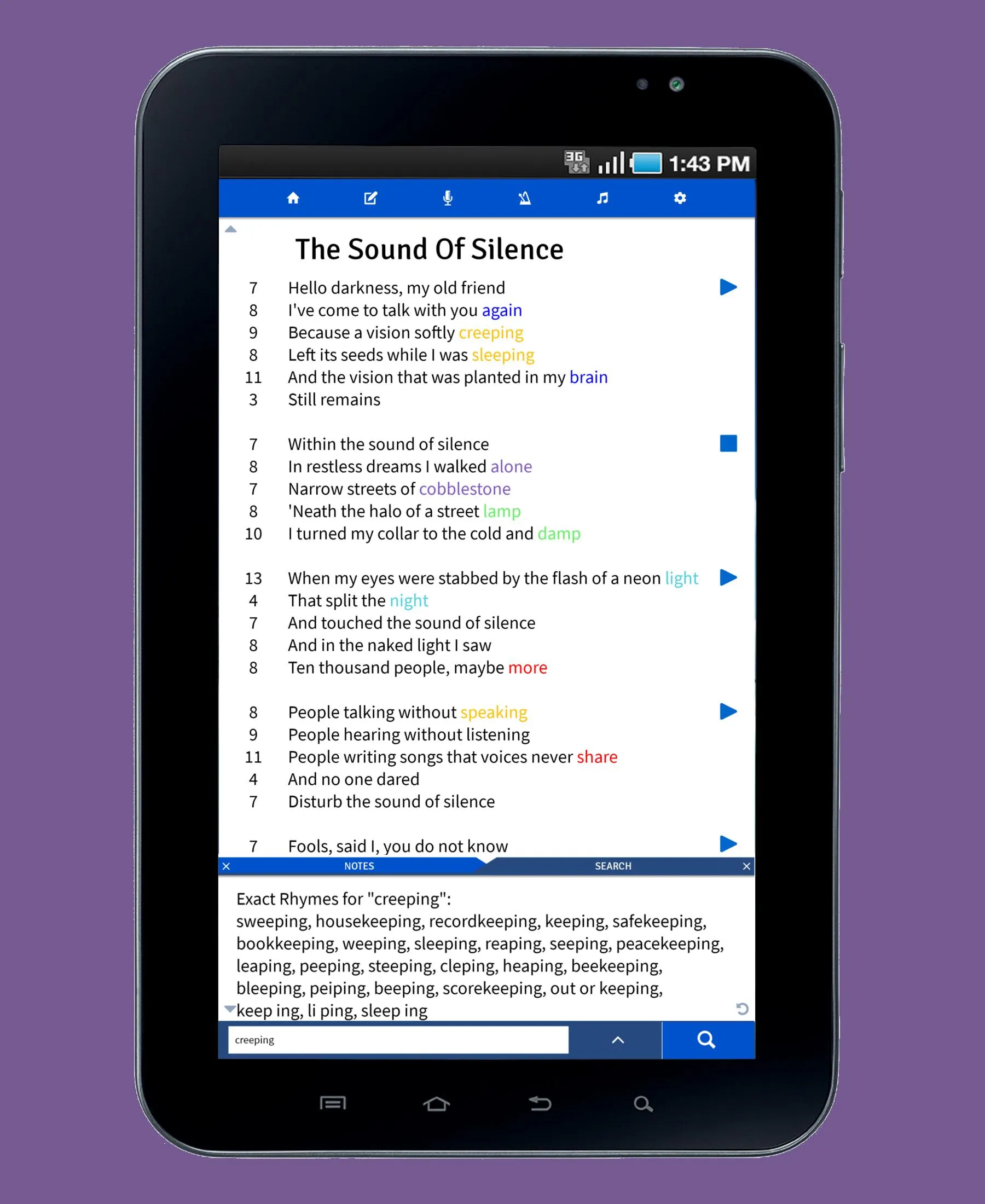 Lyric Notepad - Song Writing | Indus Appstore | Screenshot