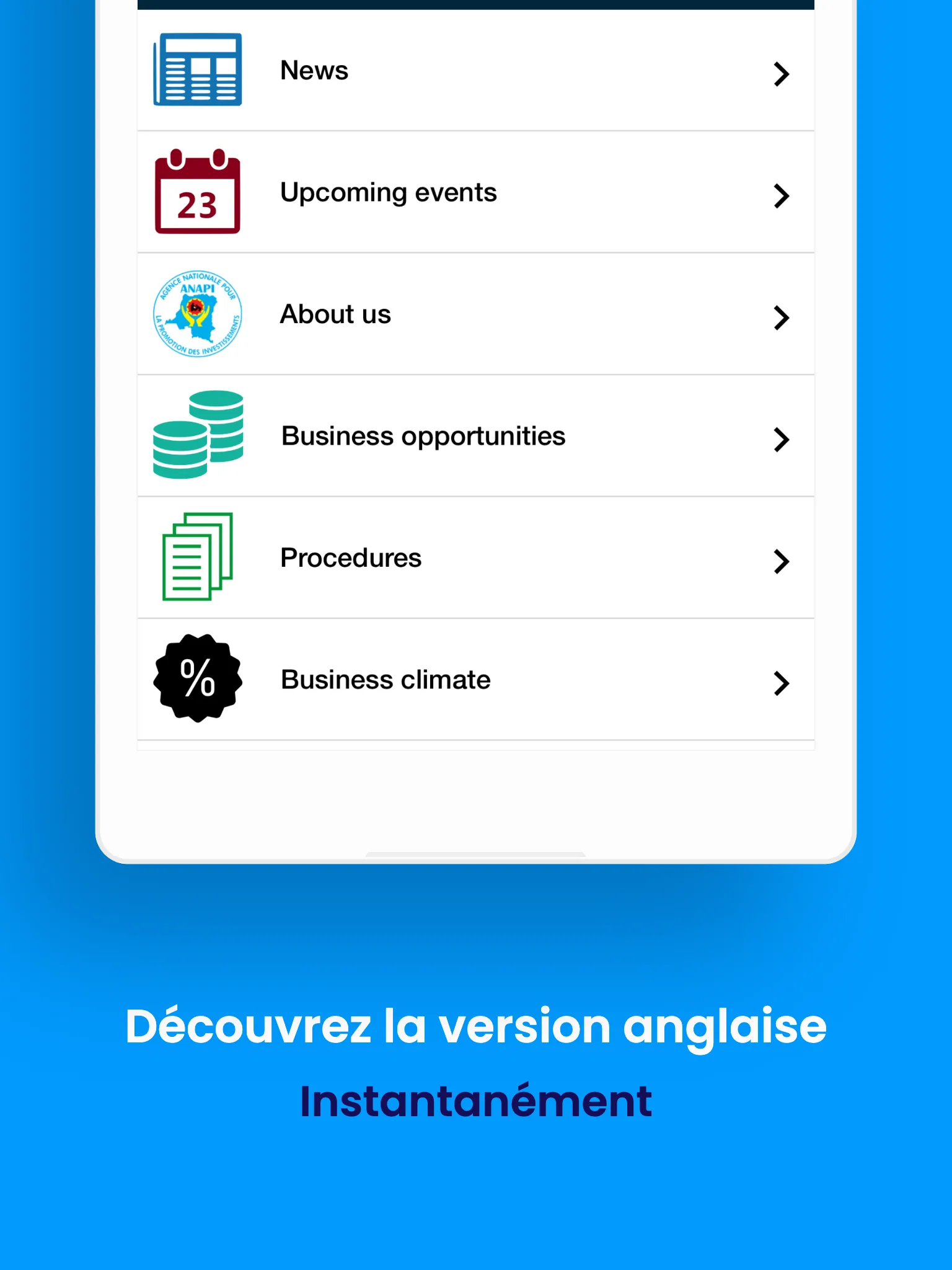 ANAPI  -  Invest in DRC | Indus Appstore | Screenshot