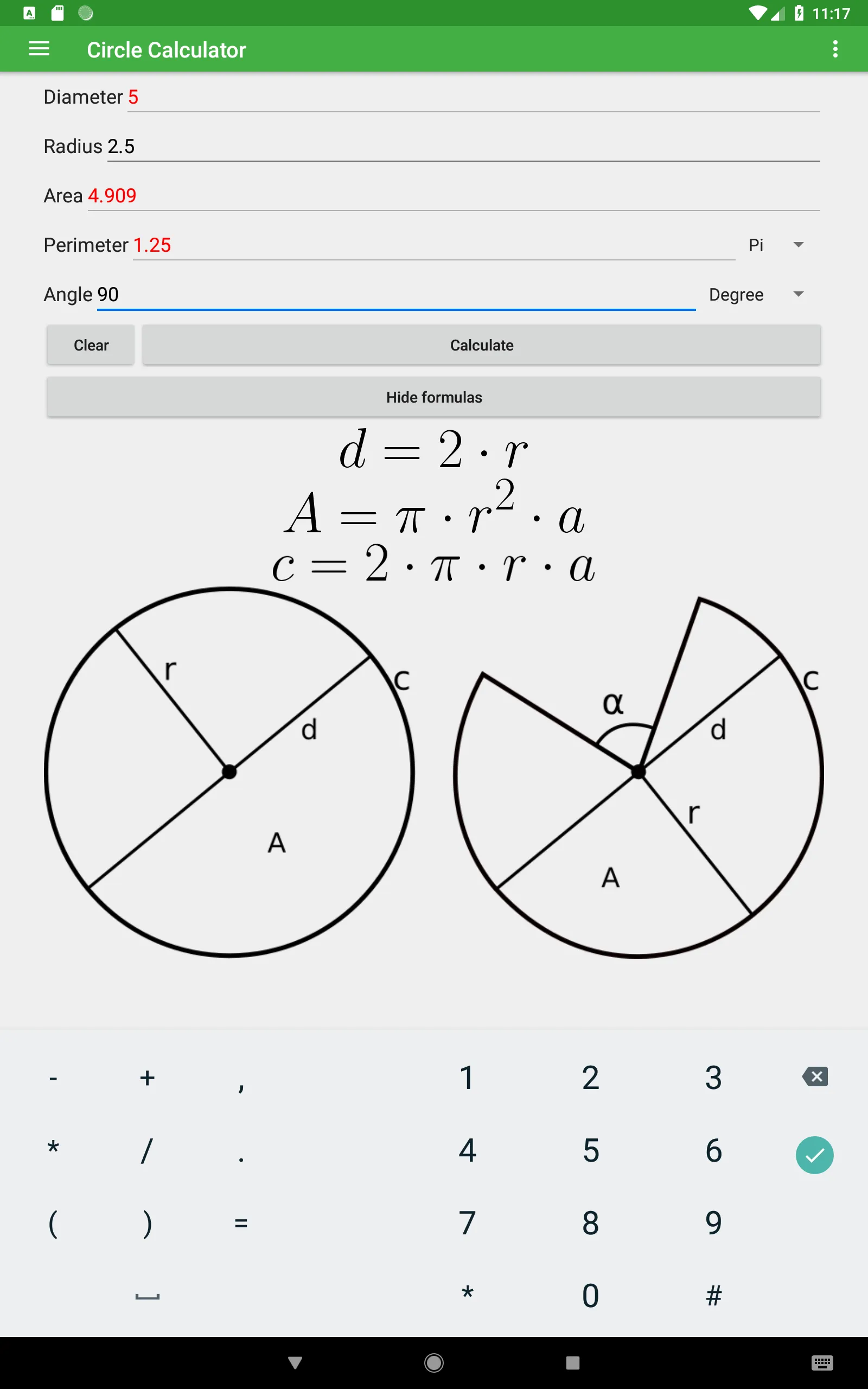 Circle Calculator | Indus Appstore | Screenshot