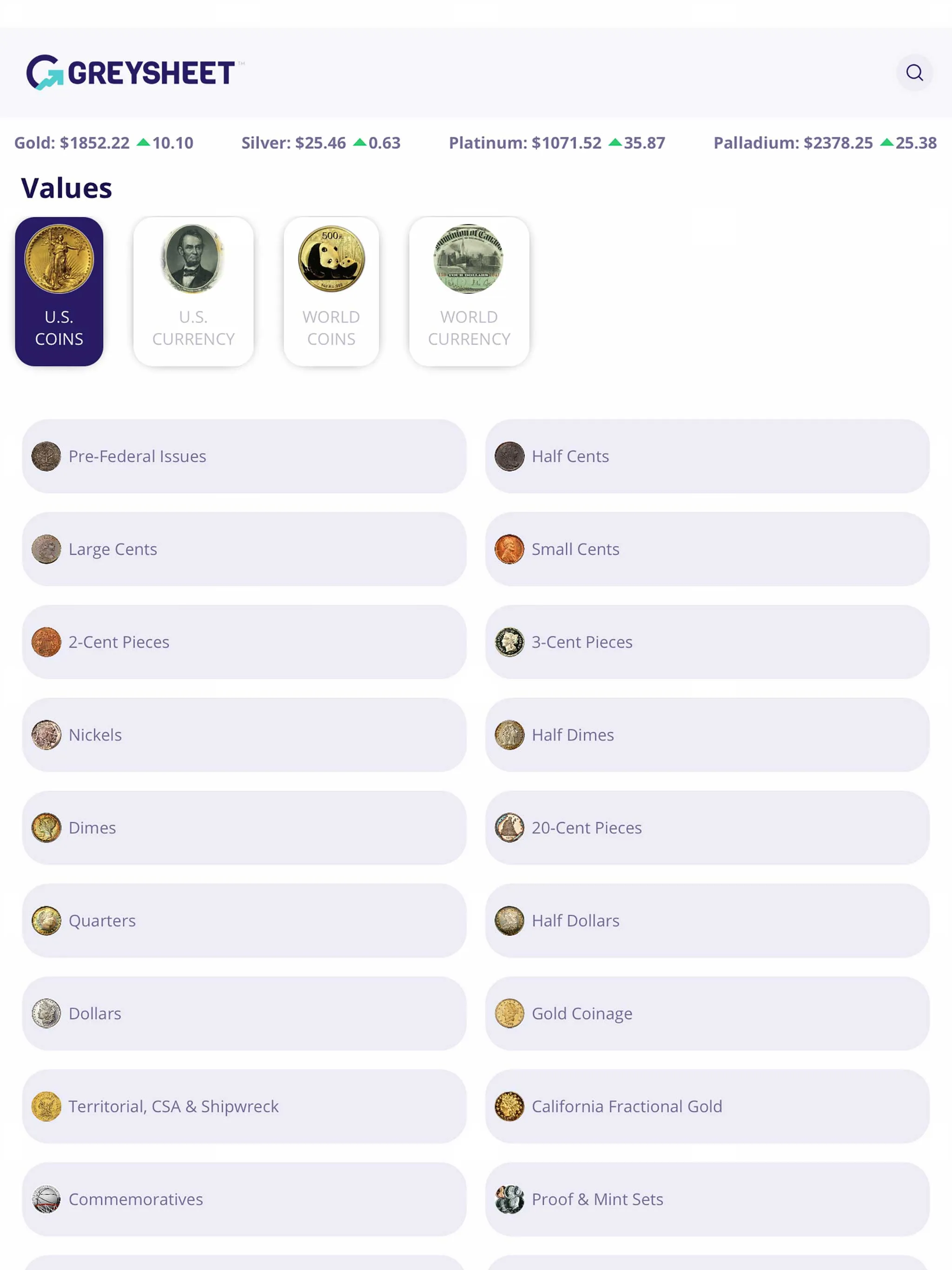 Greysheet: Rare Coin Values &  | Indus Appstore | Screenshot