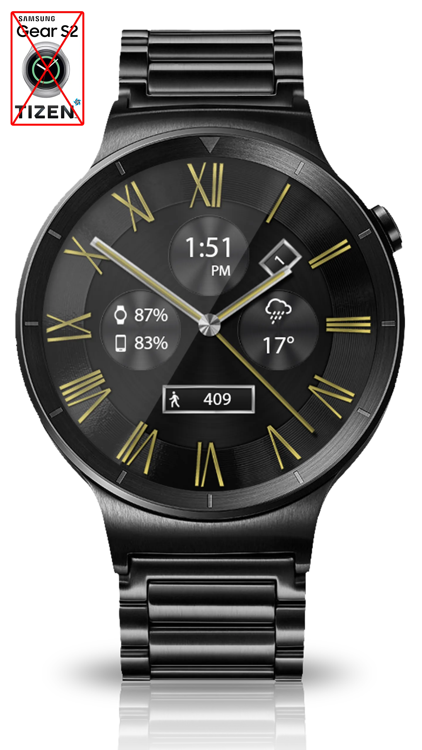 Classic Black HD Watch Face | Indus Appstore | Screenshot