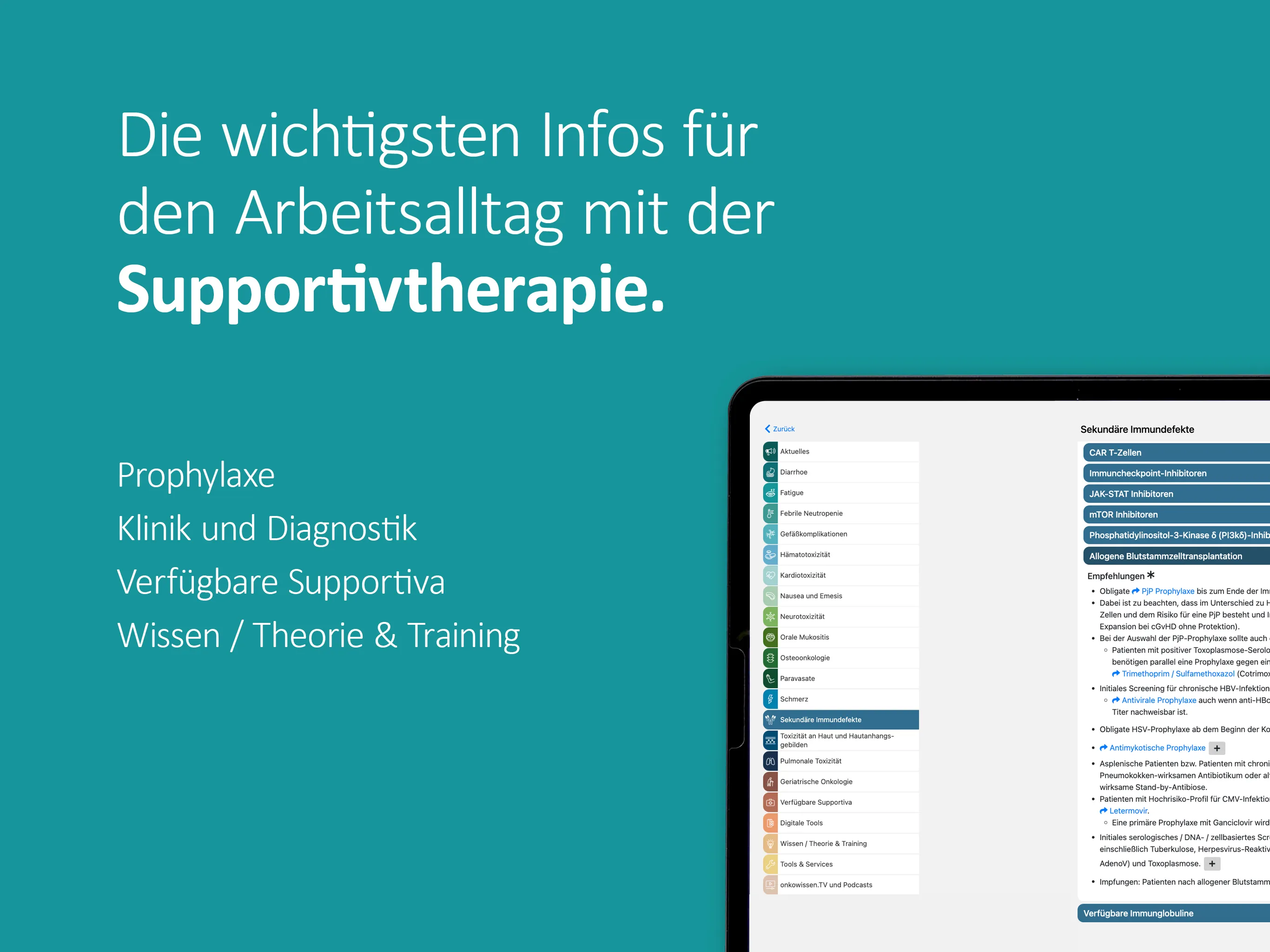 Supportivtherapie onkowissen | Indus Appstore | Screenshot