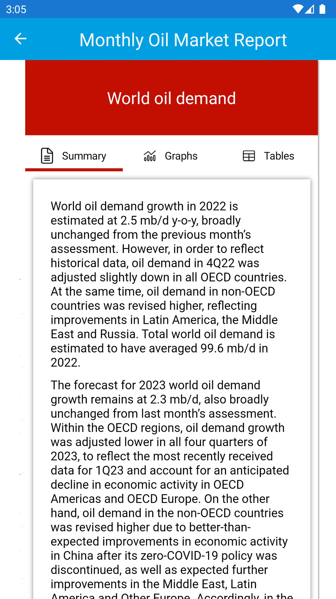 OPEC Monthly Oil Market Report | Indus Appstore | Screenshot