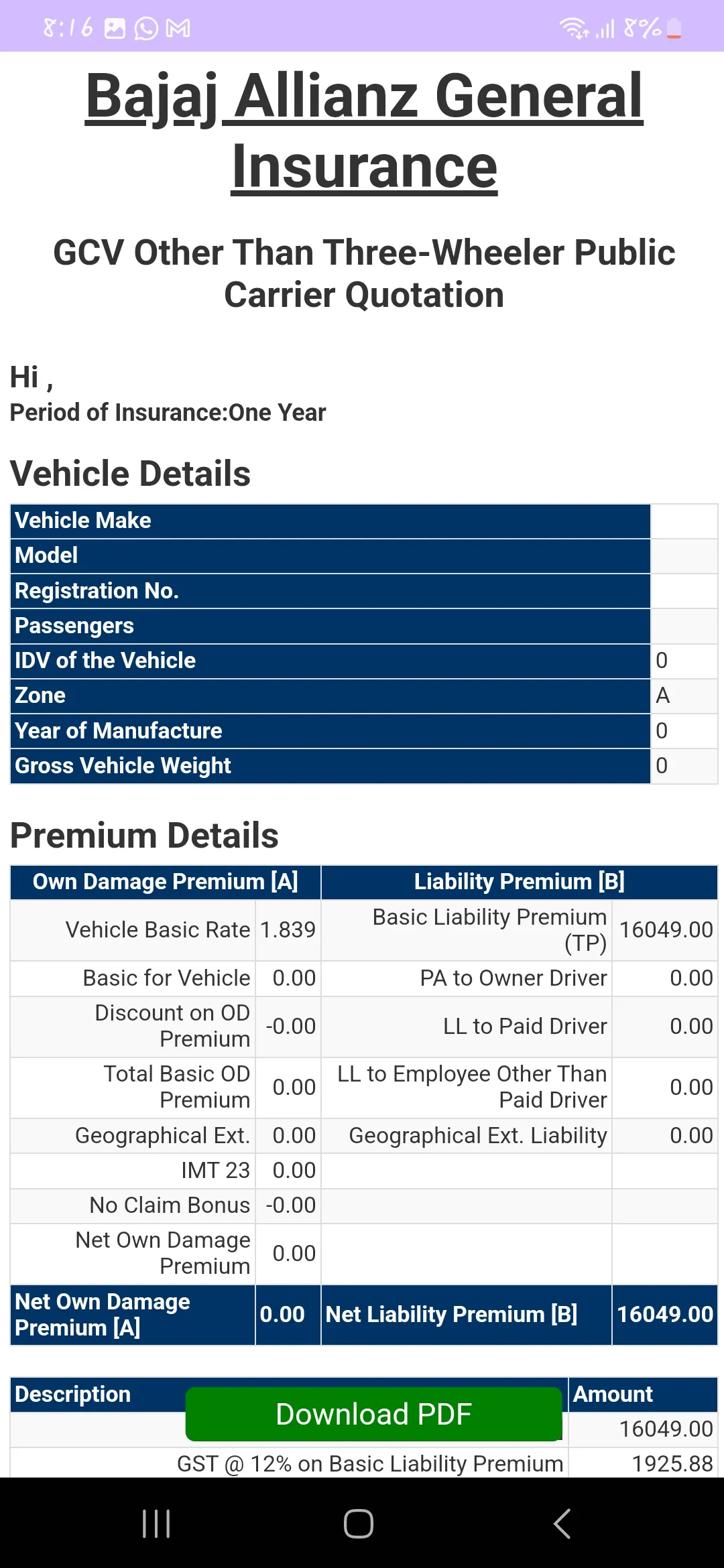 Motor Insurance Calculator App | Indus Appstore | Screenshot