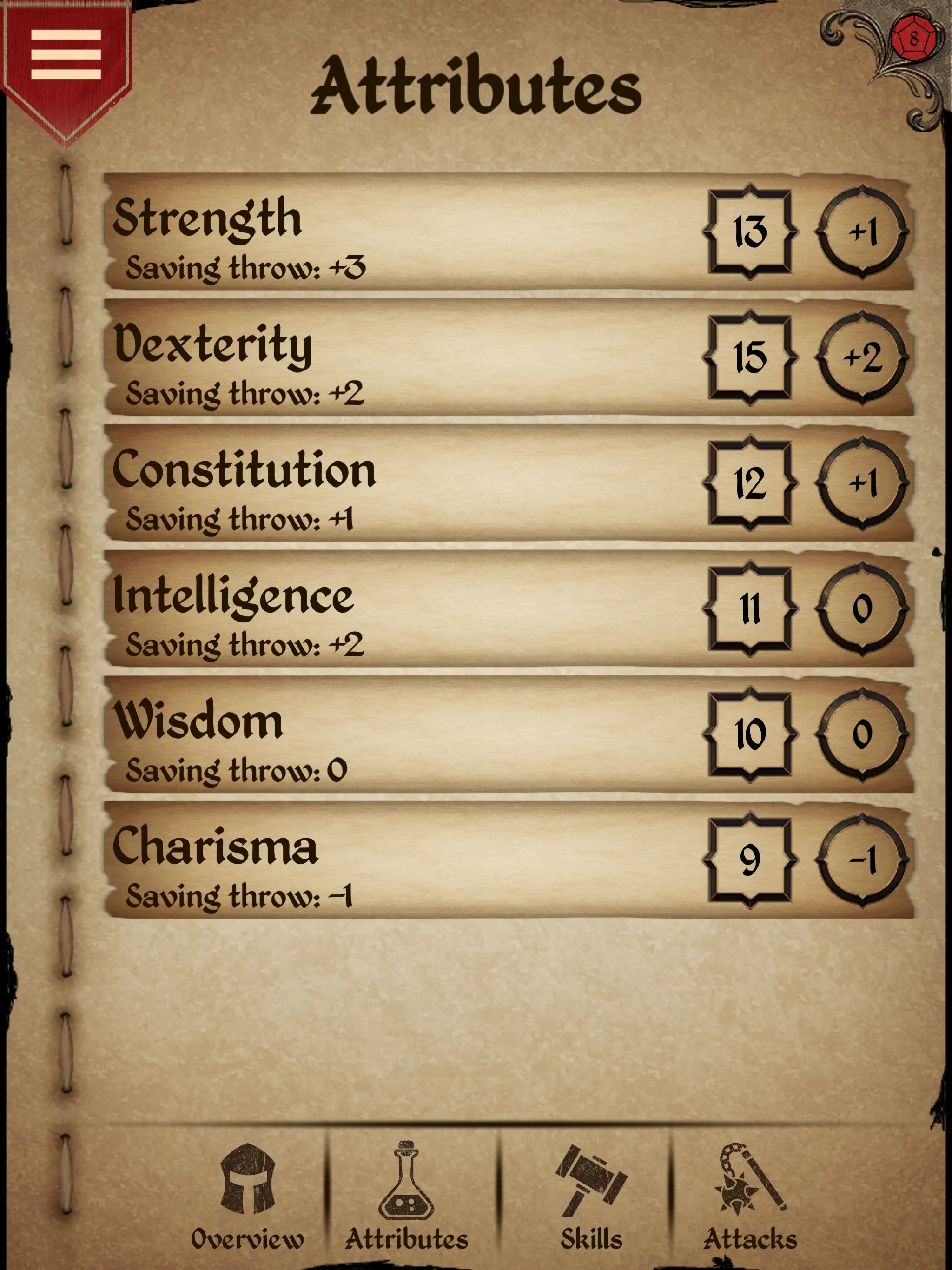 Character Sheet | Indus Appstore | Screenshot