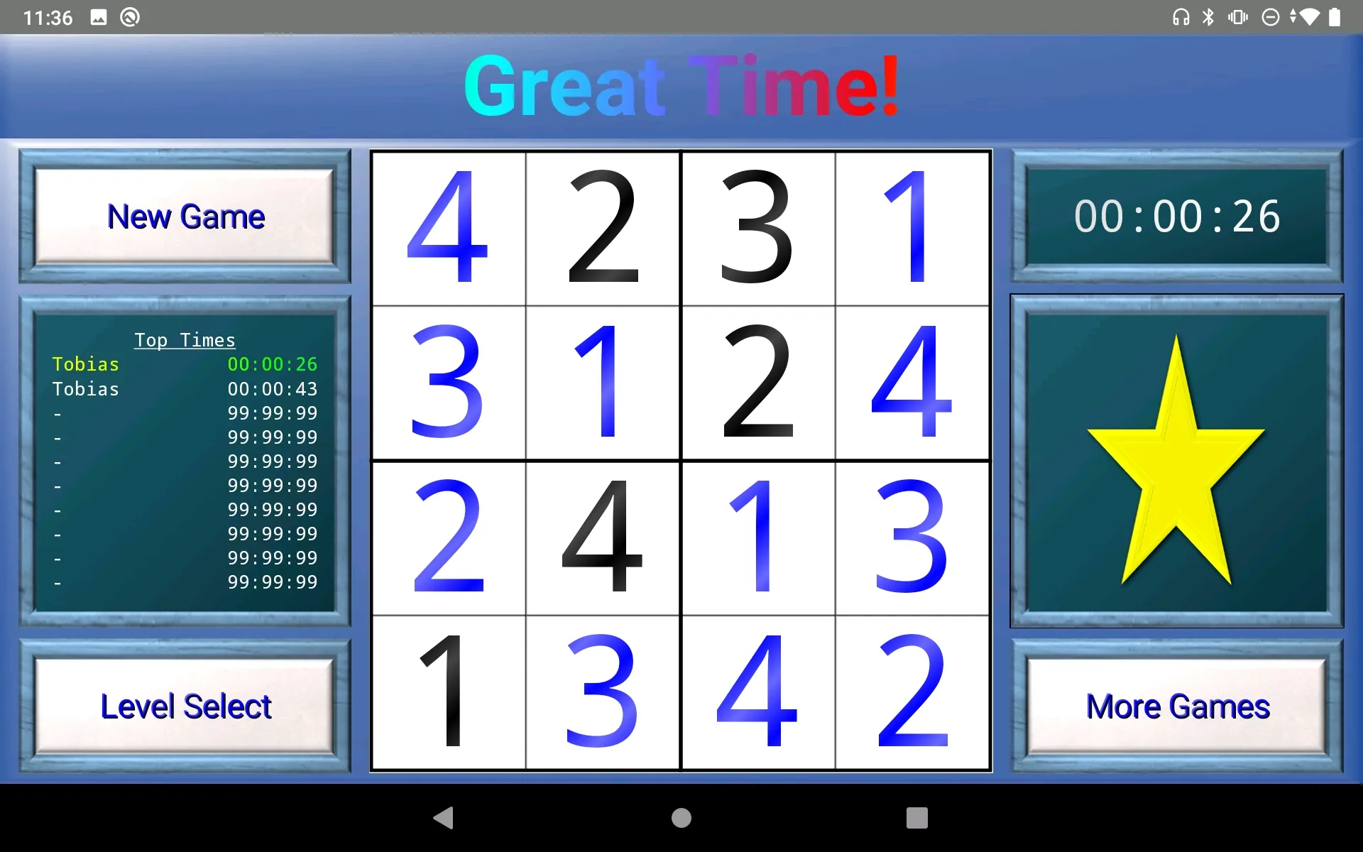 TV Sudoku: 4x4, 9x9 and 16x16 | Indus Appstore | Screenshot