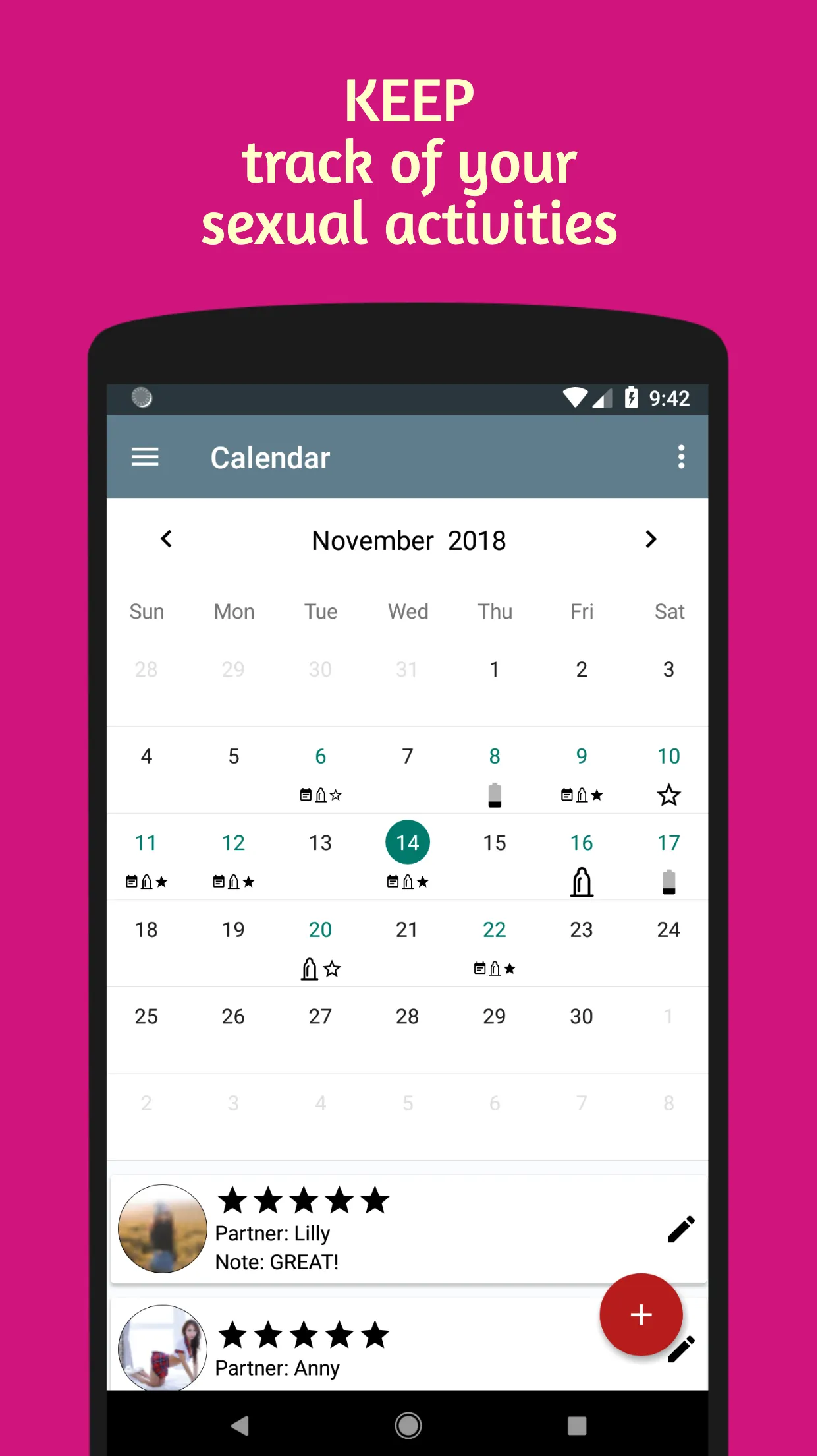 S*x Tracker Logger Calendar, C | Indus Appstore | Screenshot