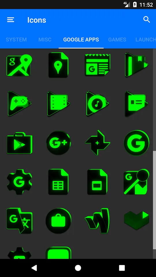 Flat Black and Green IconPack | Indus Appstore | Screenshot