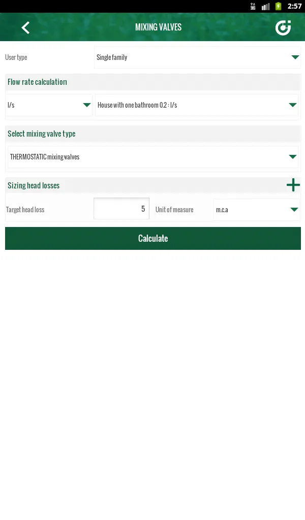 Domestic Water Sizer Caleffi | Indus Appstore | Screenshot