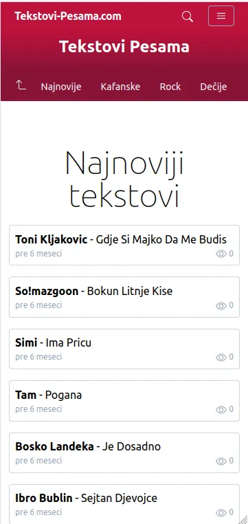 Tekstovi Pesama | Indus Appstore | Screenshot