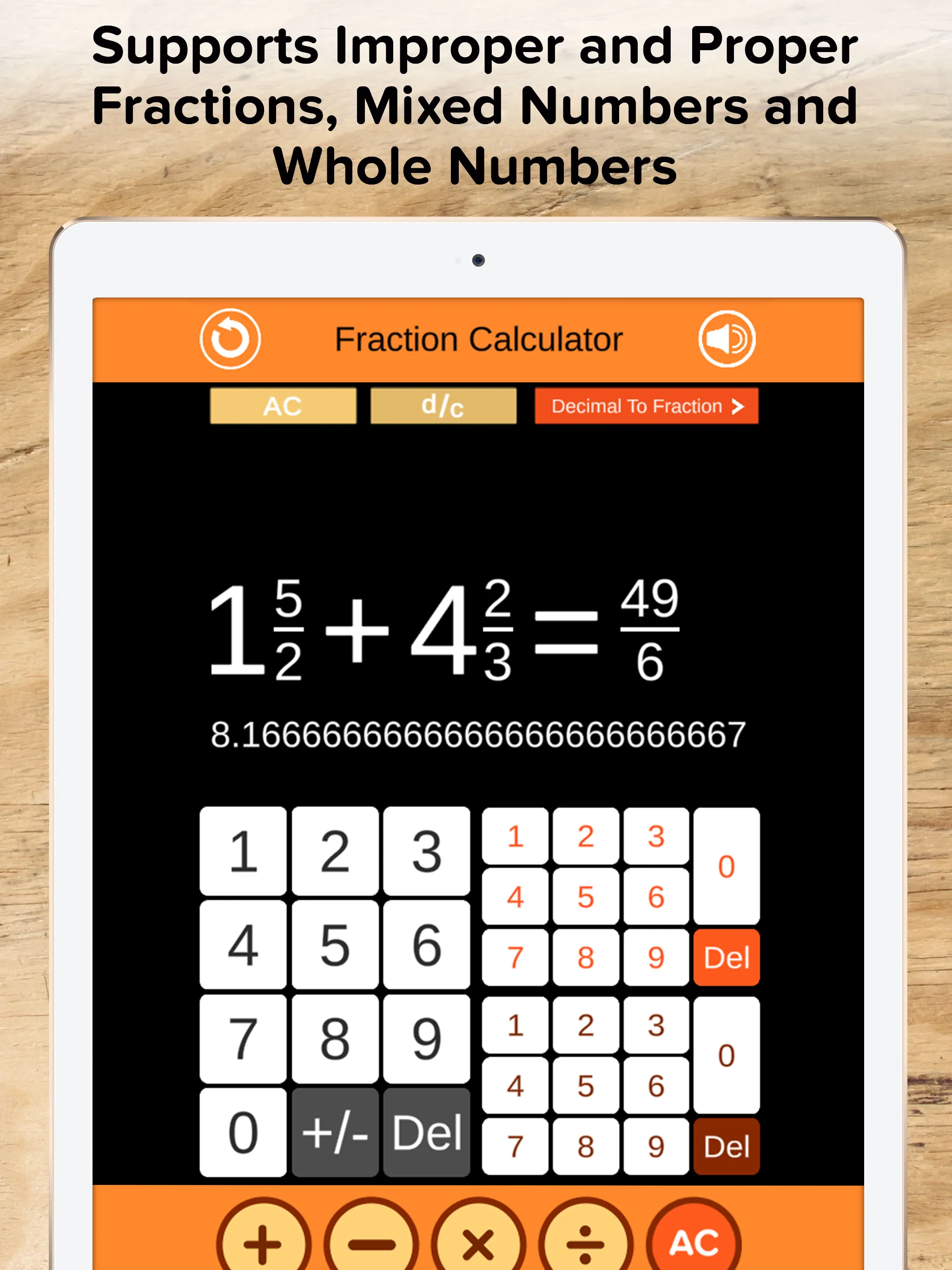 Fraction Calculator + Decimals | Indus Appstore | Screenshot