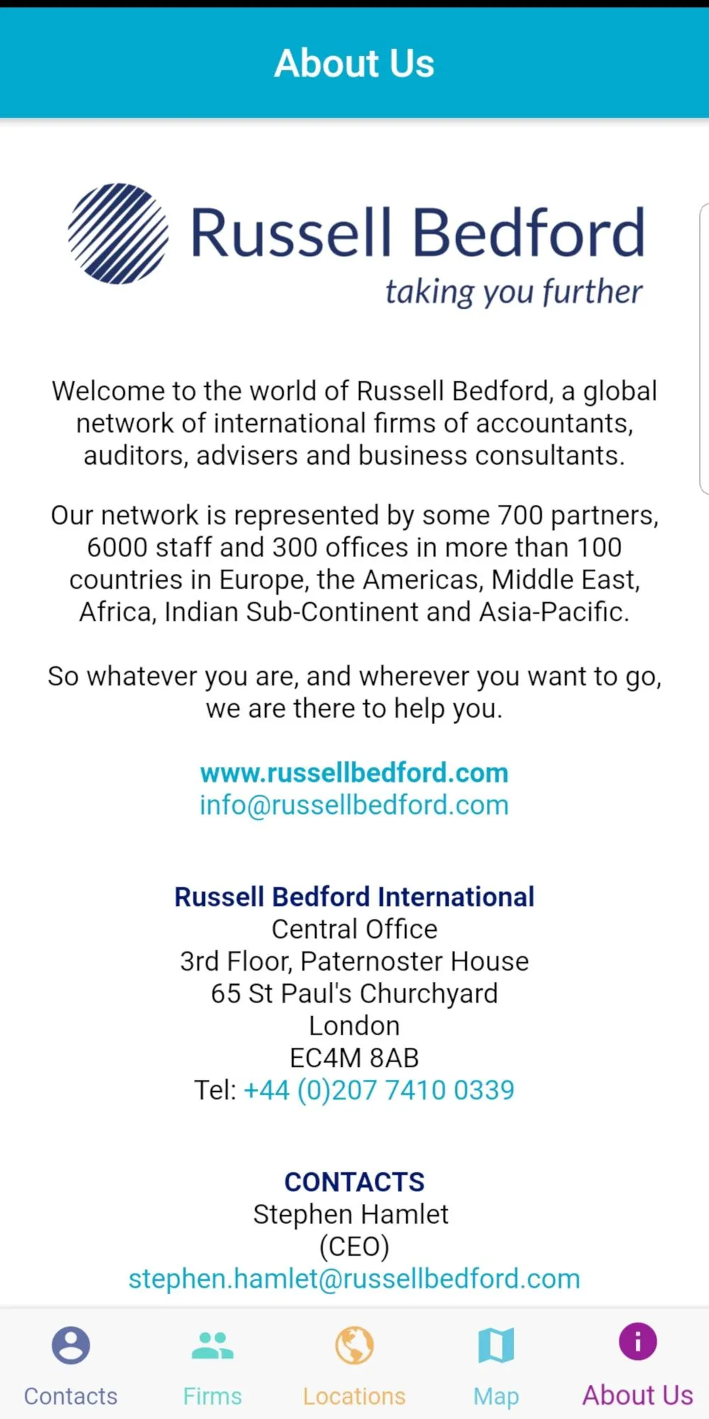 Russell Bedford Directory | Indus Appstore | Screenshot