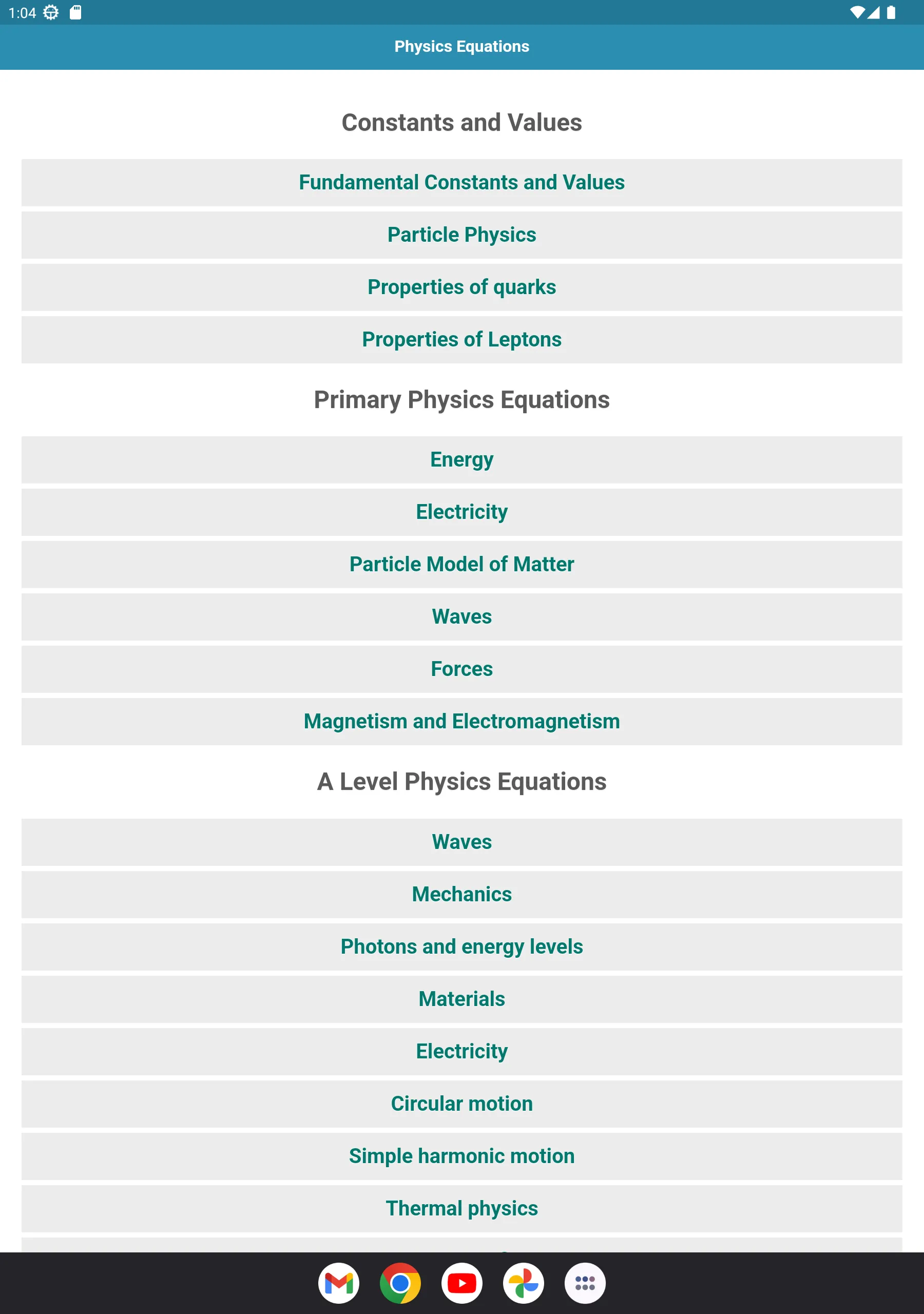 Physics Equations | Indus Appstore | Screenshot