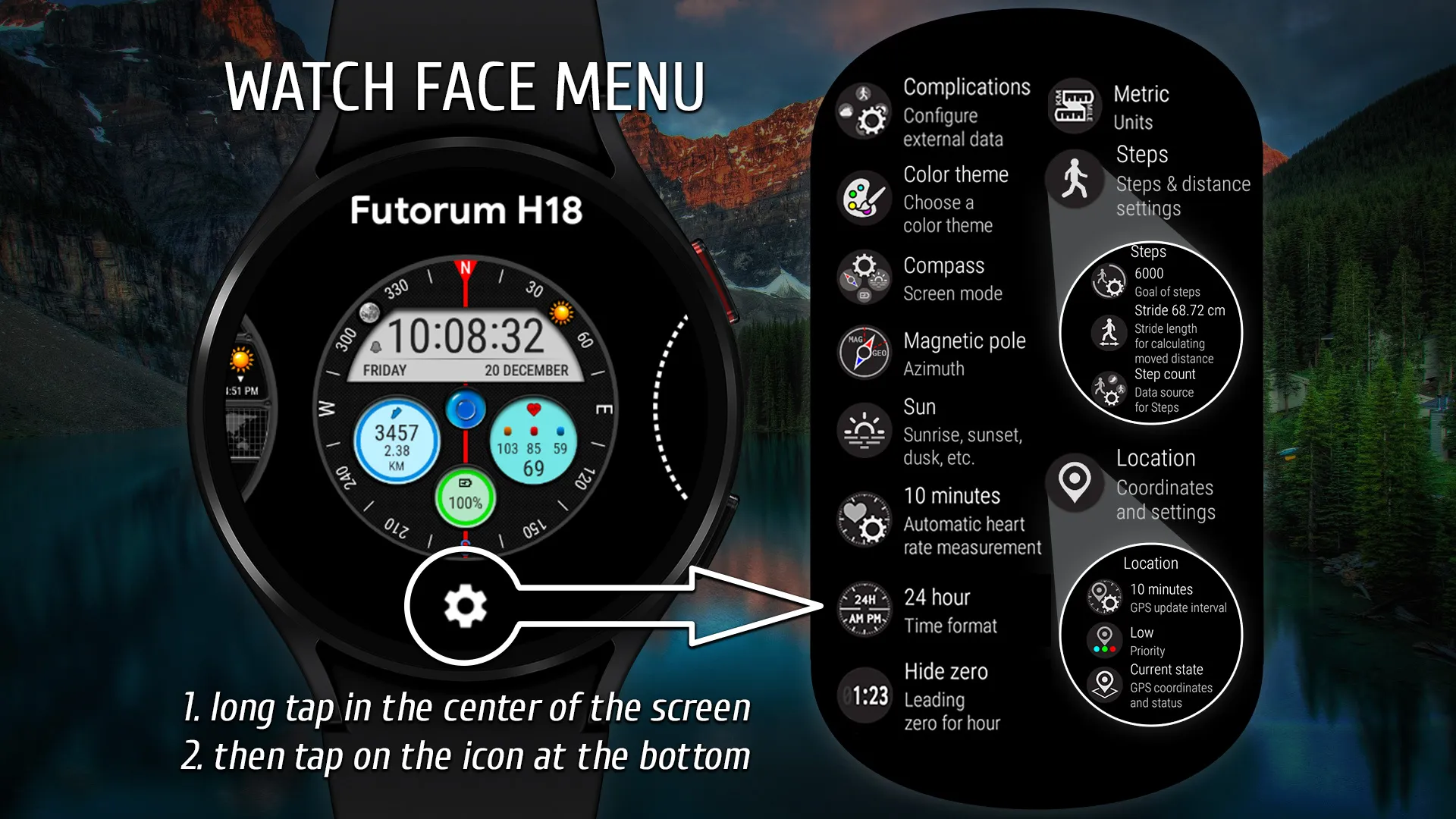 Futorum H18 Compass watch face | Indus Appstore | Screenshot