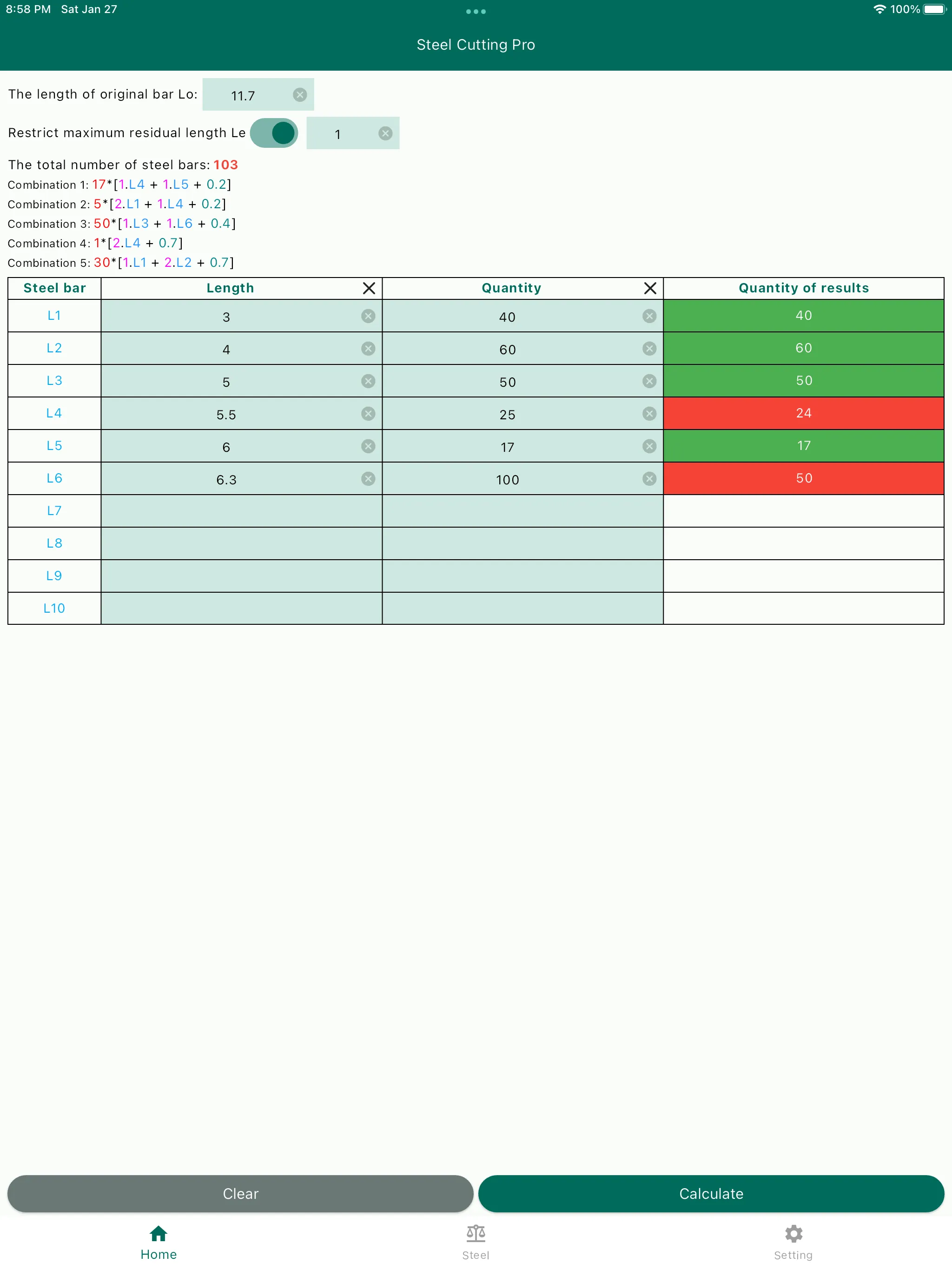 Steel cutting optimization Pro | Indus Appstore | Screenshot