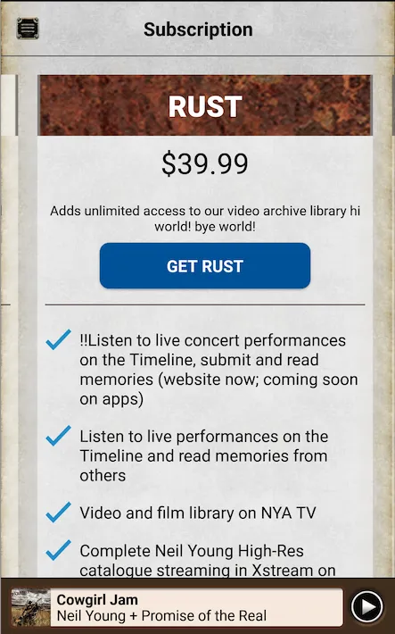 Neil Young Archives | Indus Appstore | Screenshot