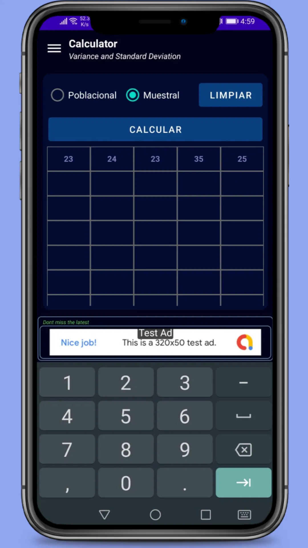 Variance and SD Calculator | Indus Appstore | Screenshot