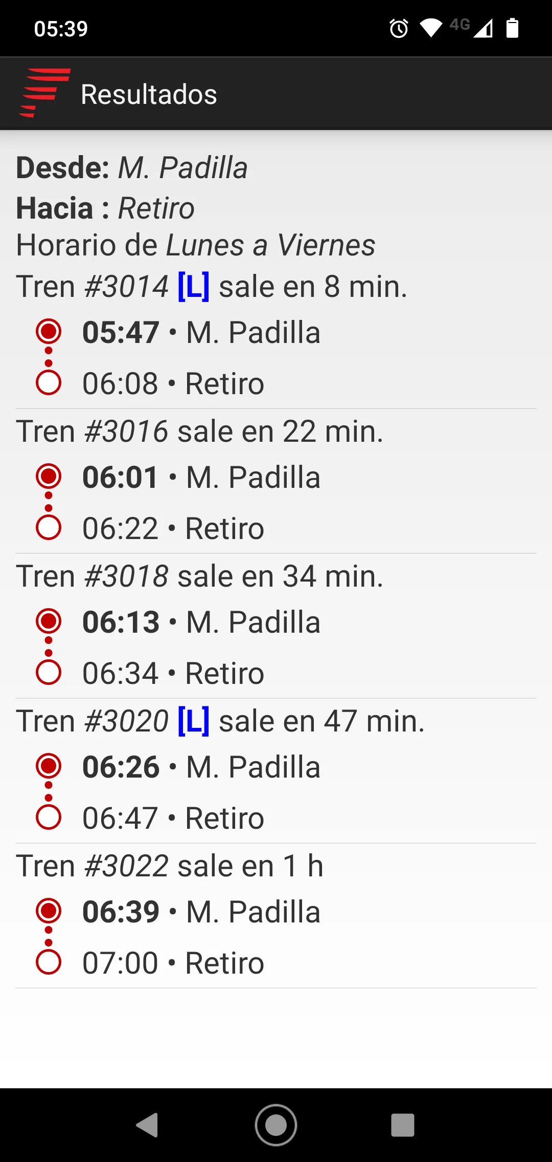 Horarios Belgrano Norte | Indus Appstore | Screenshot