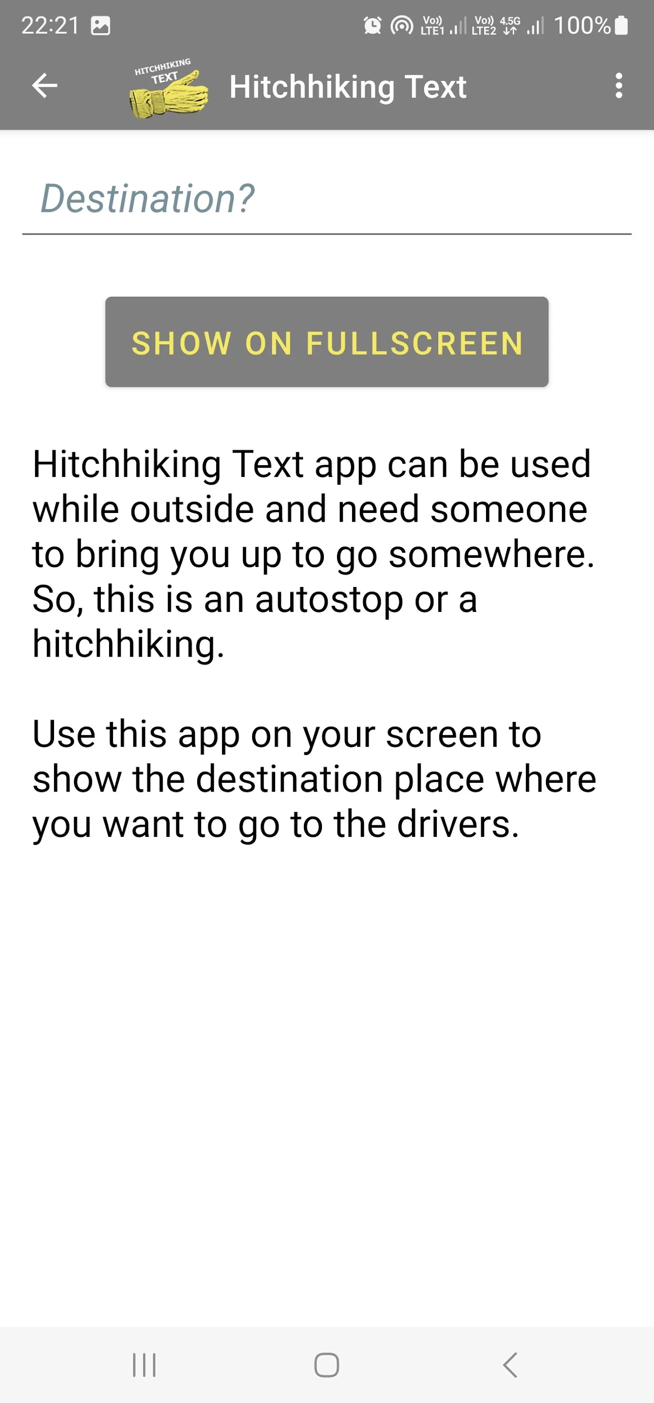 Hitchhiking Text | Indus Appstore | Screenshot